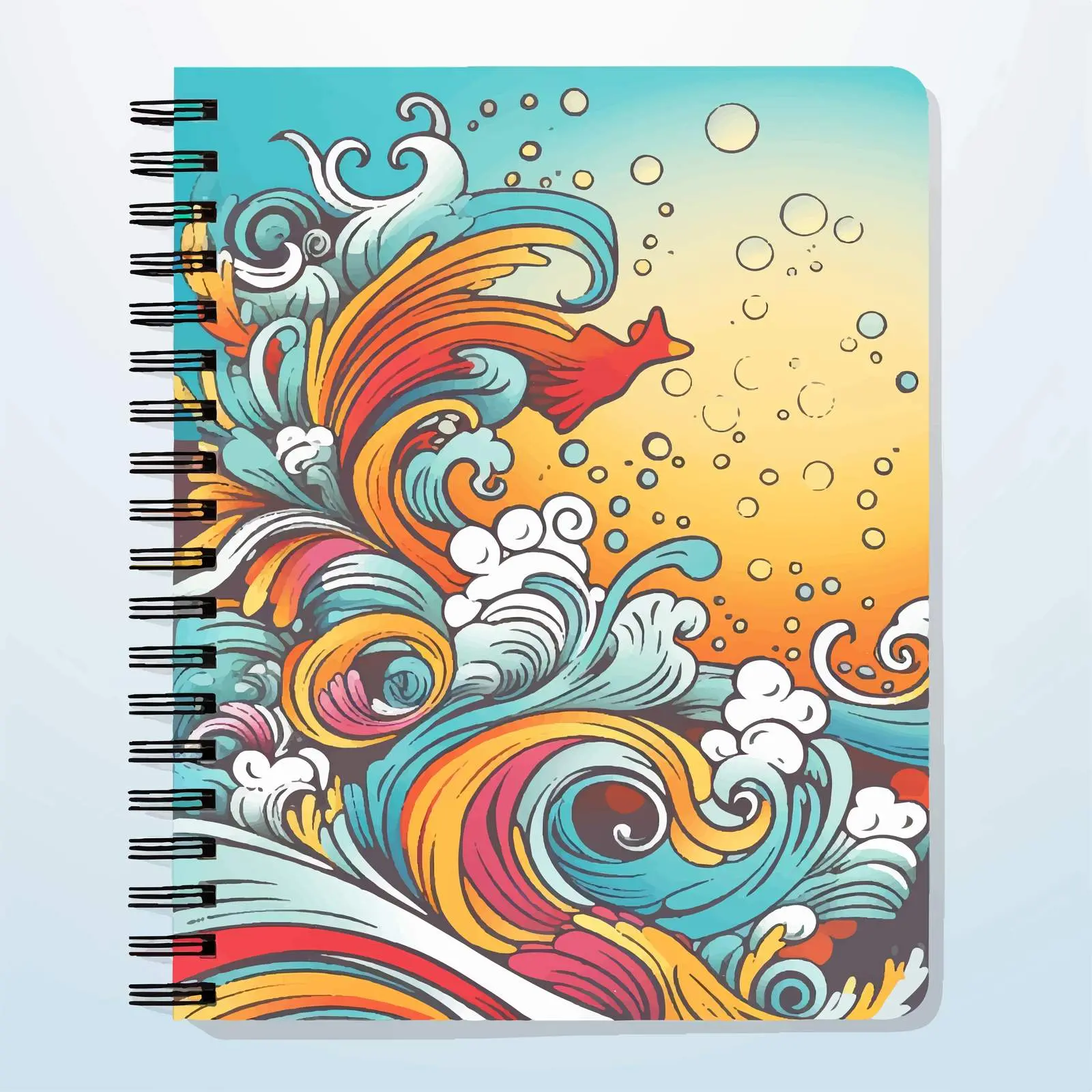 Colorful Doodle Sketch Design on Notebook Cover — free download from Dotvec