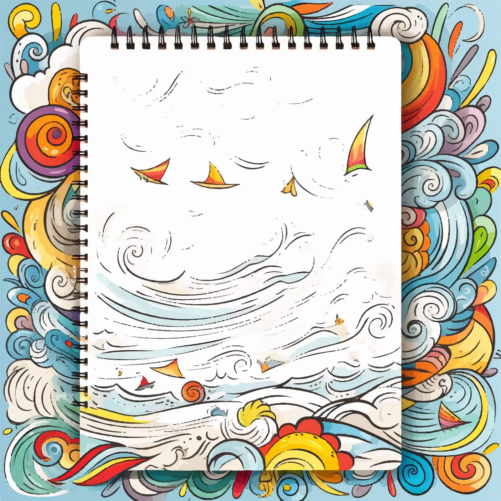 Colorful Doodle Sketch Design on Paper — free download from Dotvec