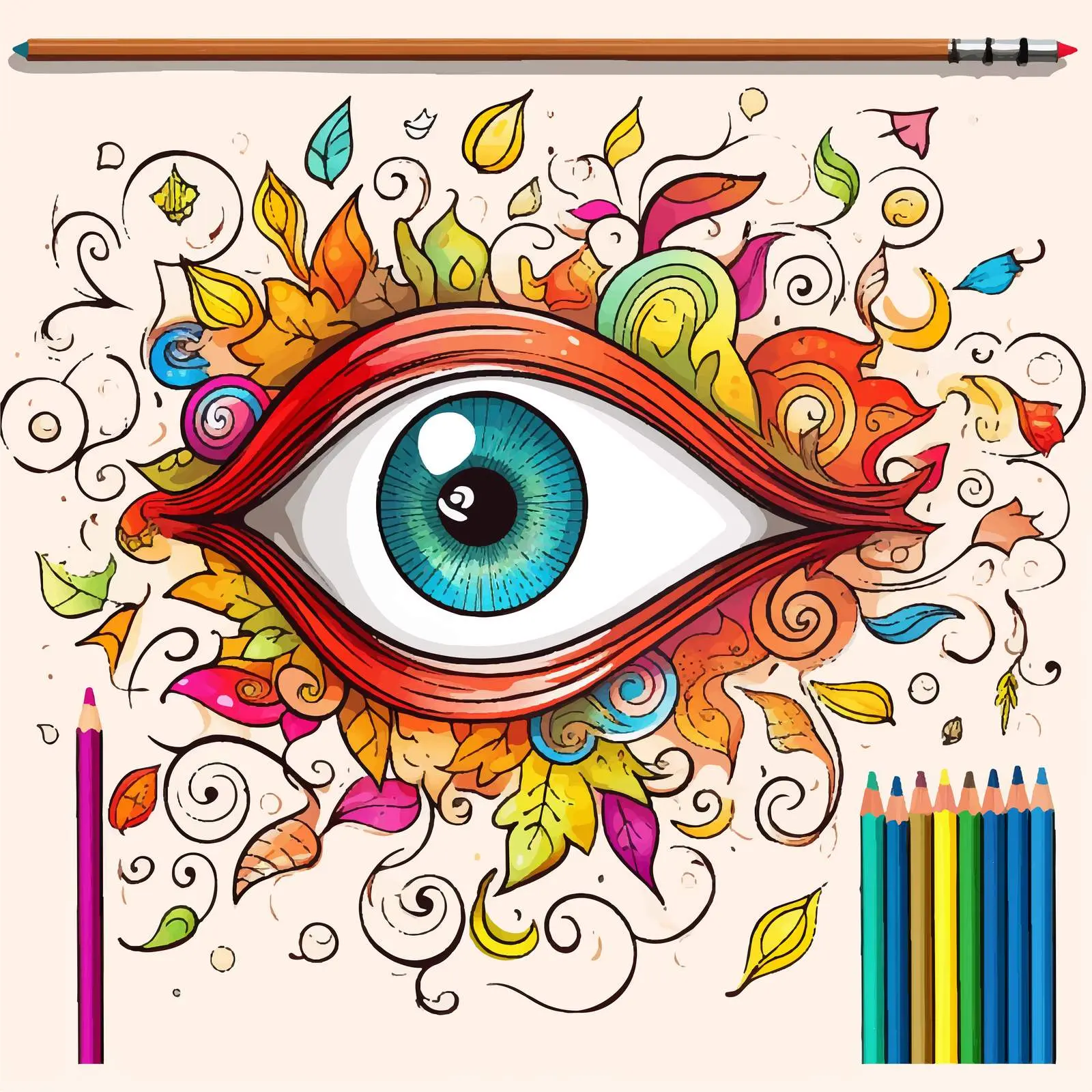 Doodle Sketch Design on Colorful Paper — free download from Dotvec