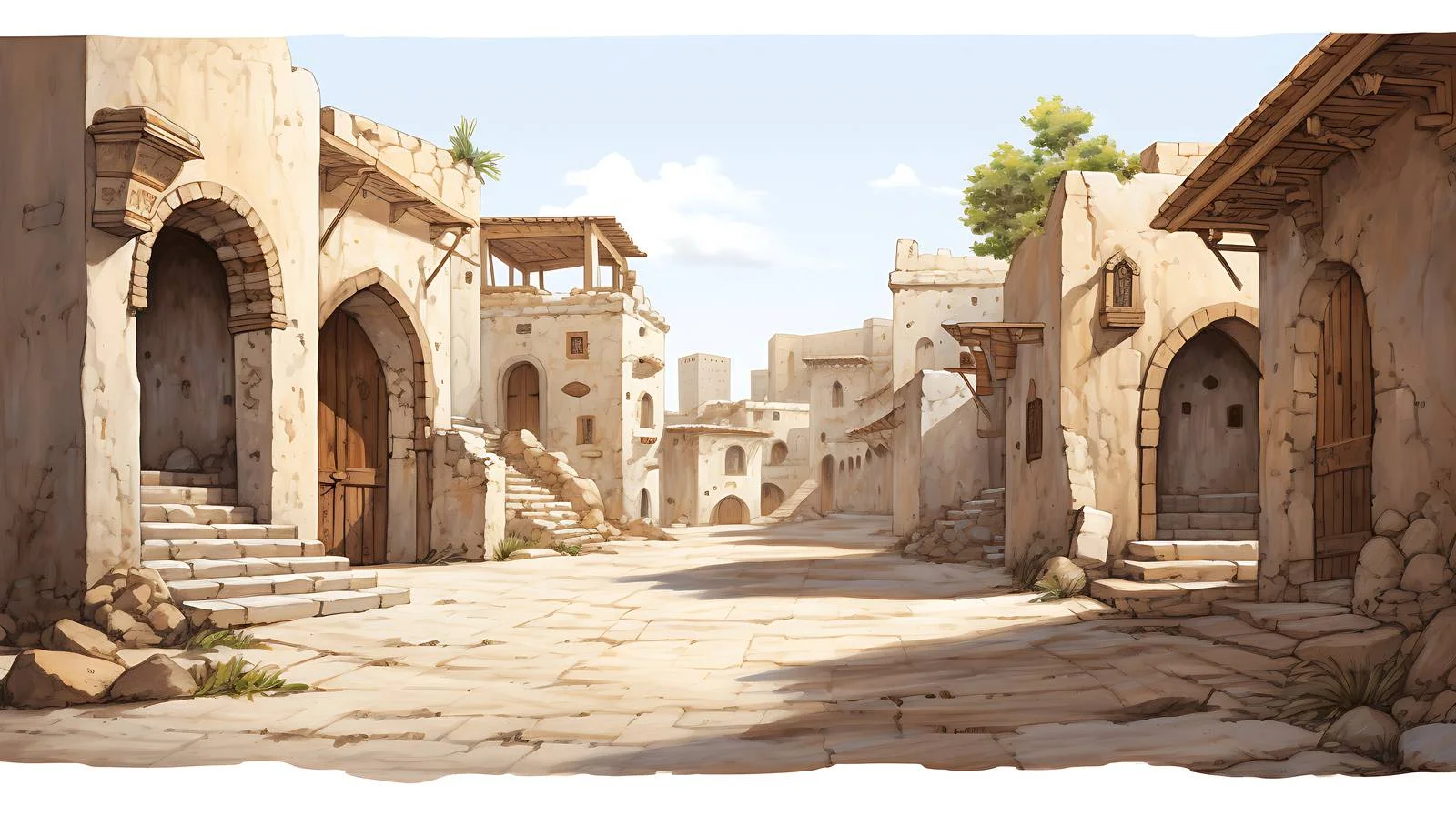 Ancient African courtyard entrance — free download from Dotvec