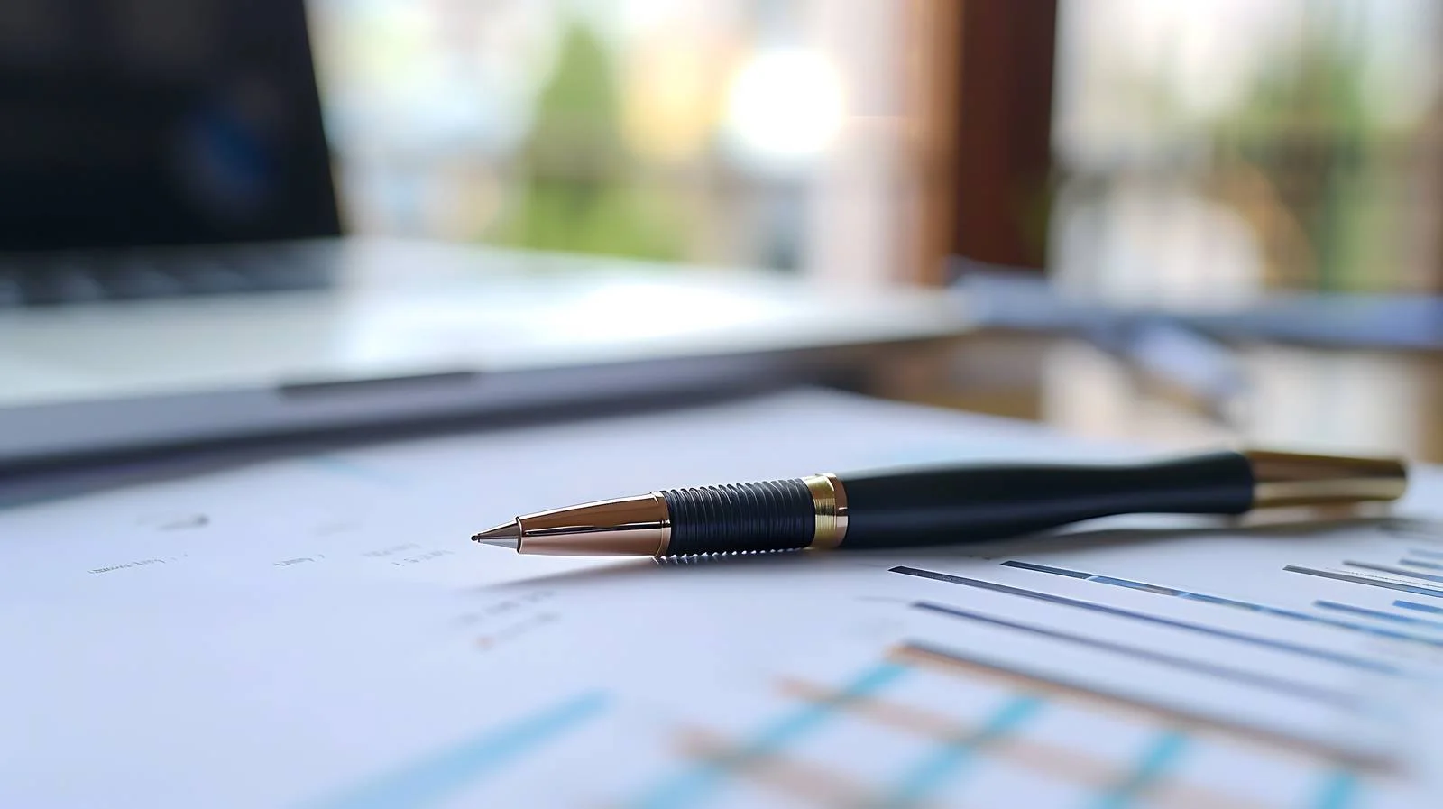 Corporate Data Document on Desk with Pen — free download from Dotvec