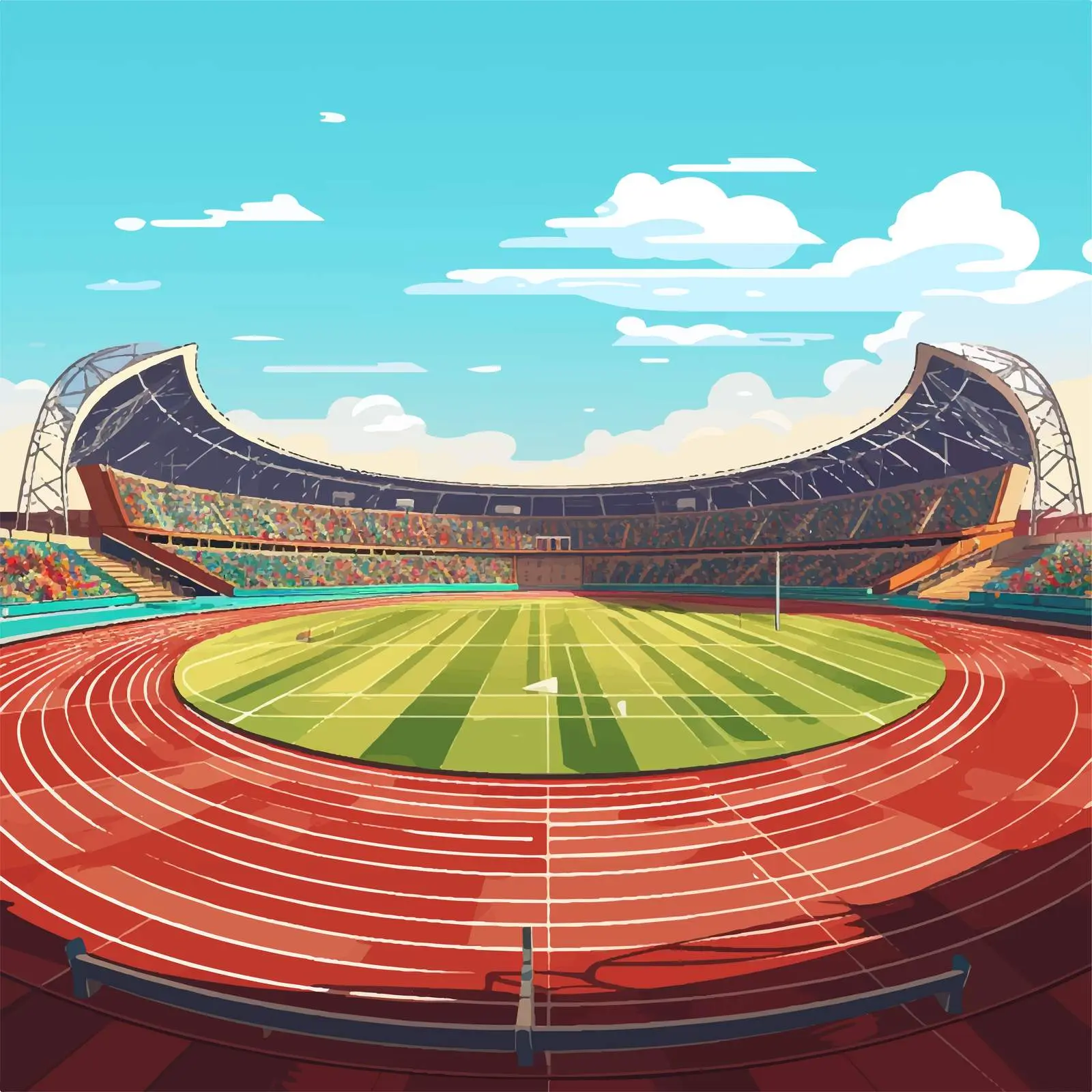 Athletics Stadium Cartoon Vector Illustration – free illustrated art image from Dotvec