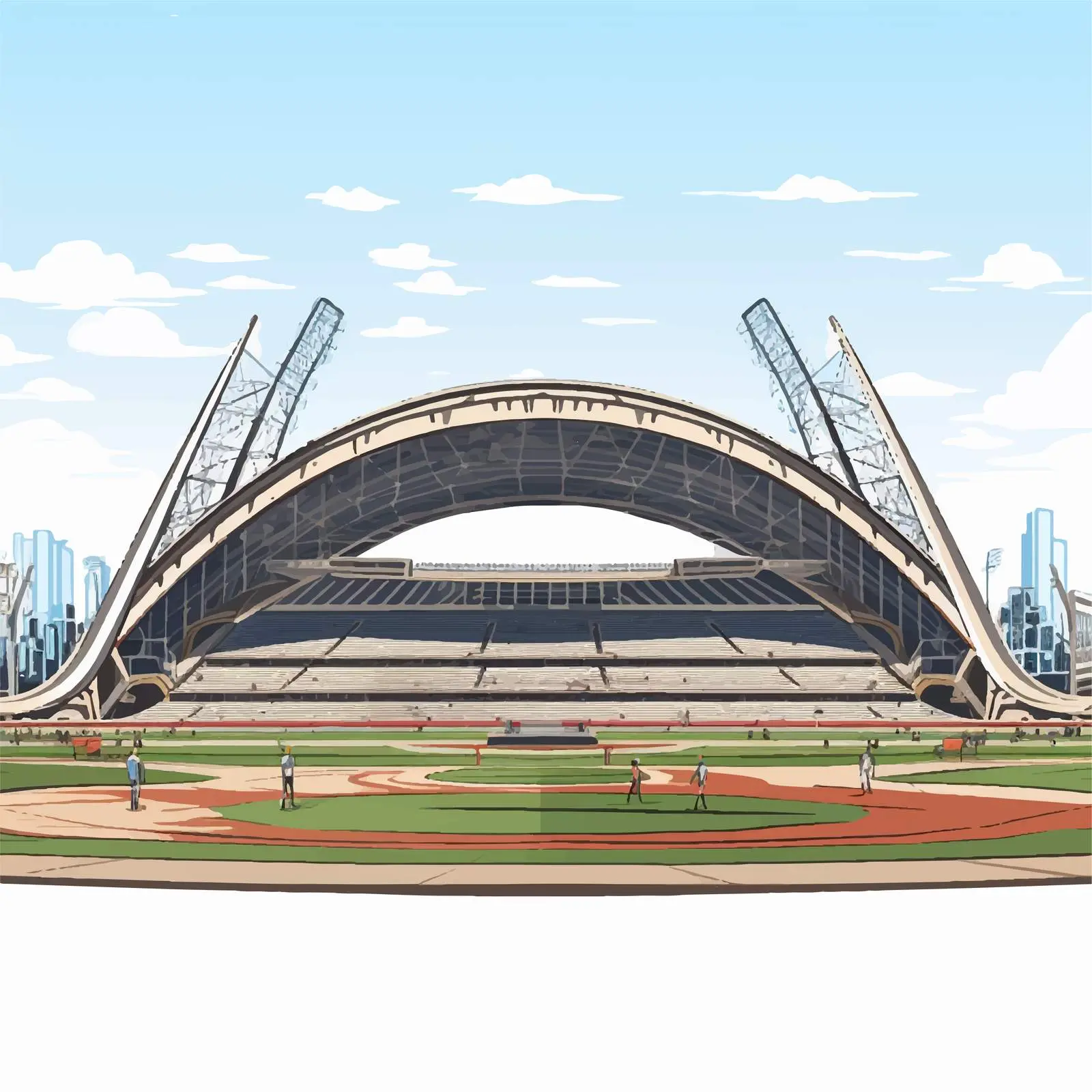 Cartoon Vector Athletics Stadium Illustration — free download from Dotvec