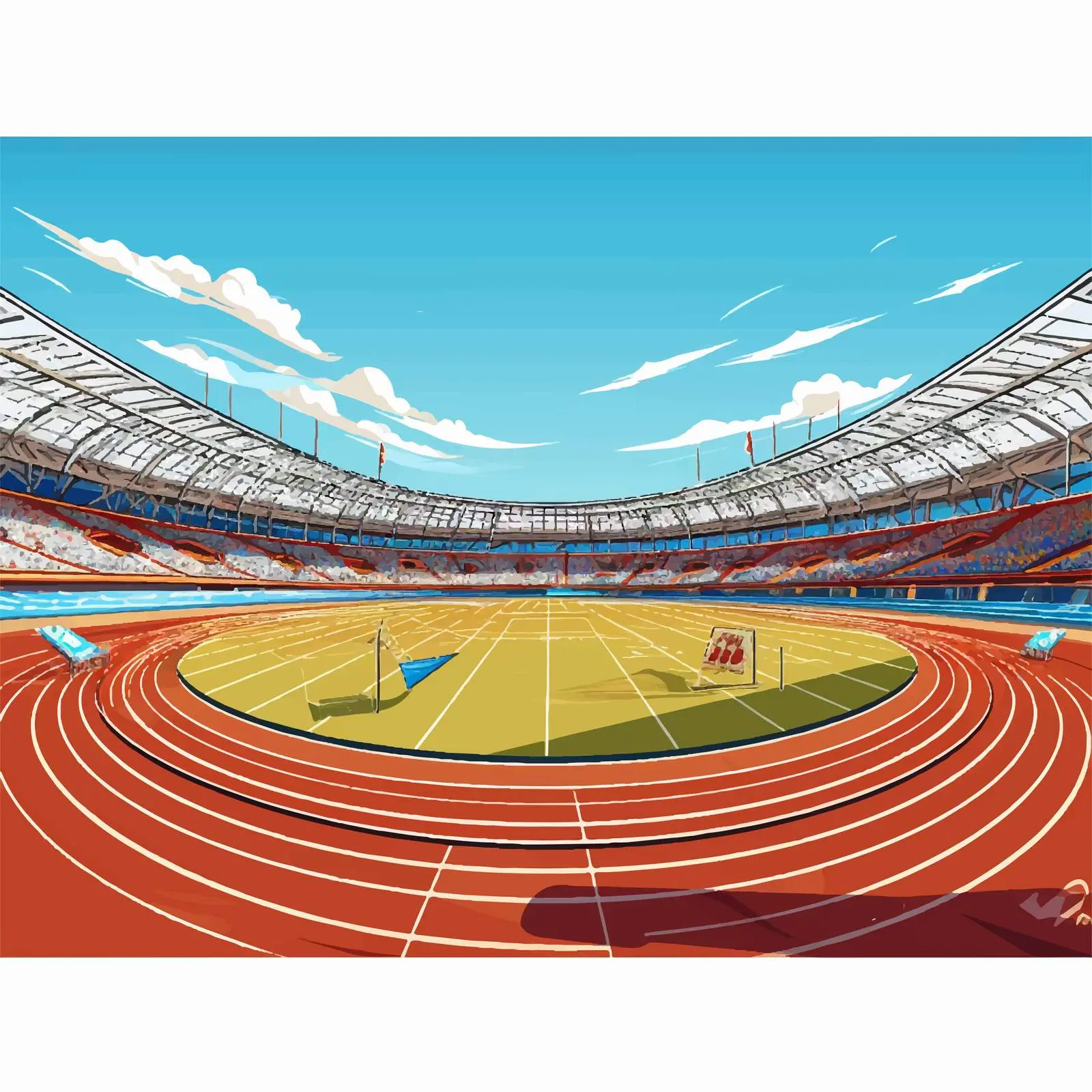Cartoon Vector Illustration of Athletics Stadium — free download from Dotvec
