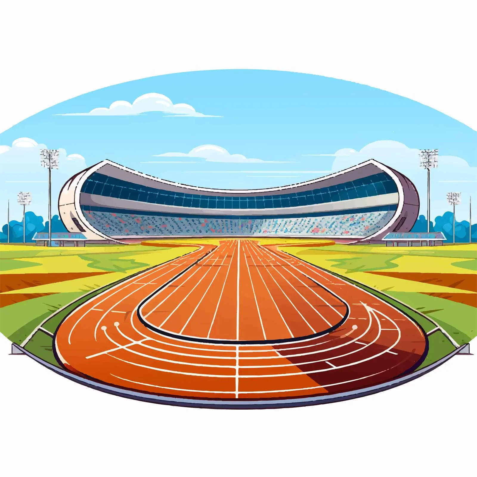 Cartoon Vector Illustration of an Athletics Stadium — free download from Dotvec