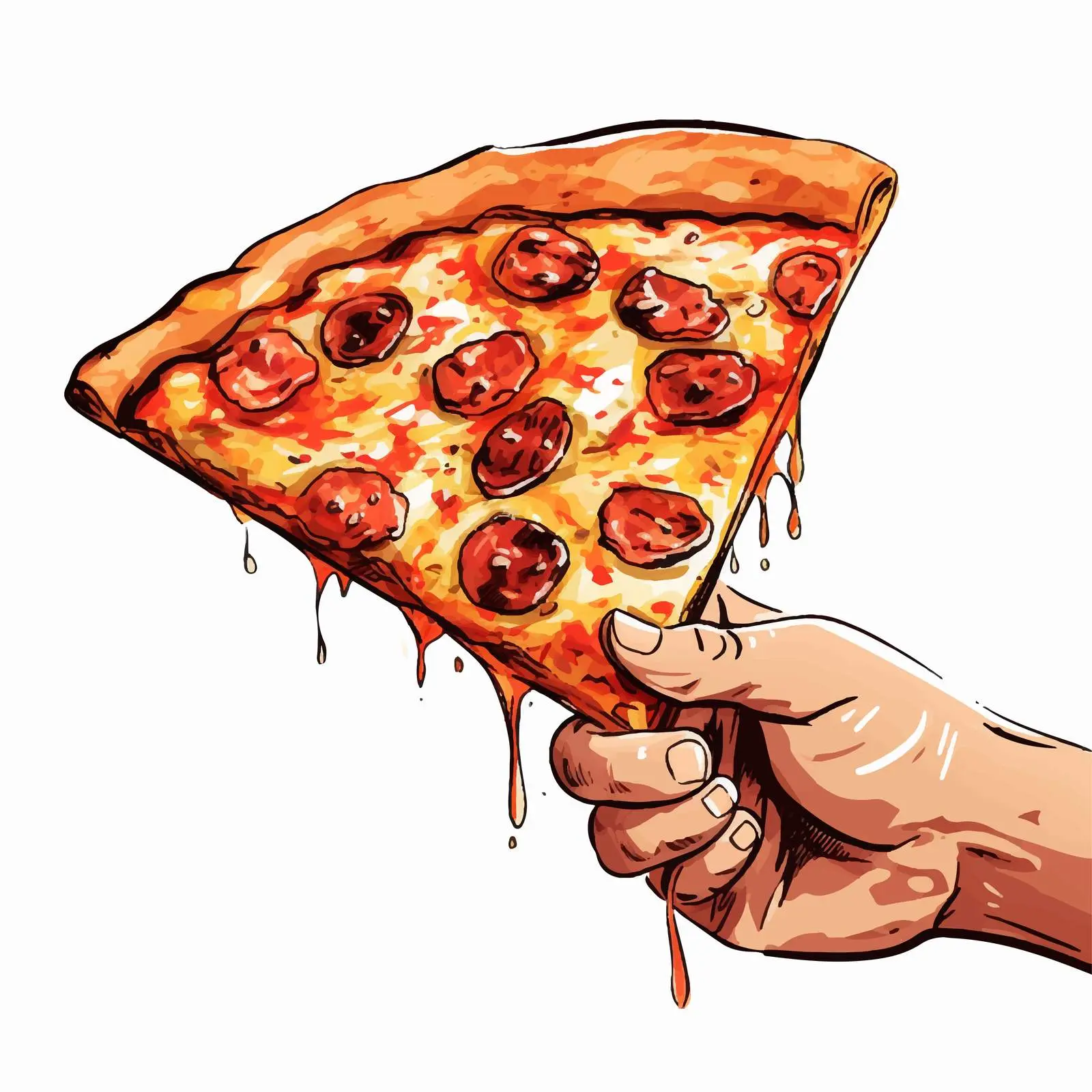 Delicious Pizza with Sausage in Hand — free download from Dotvec