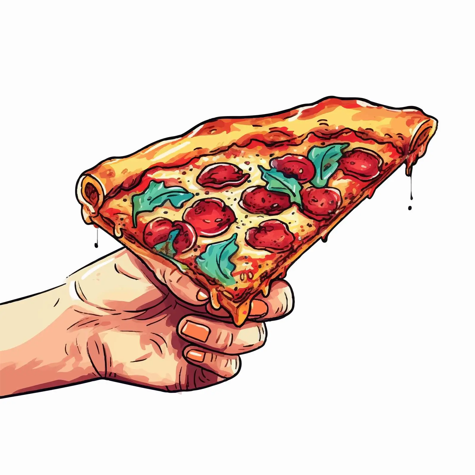 Delicious Sausage Pizza in Male Hand — free download from Dotvec