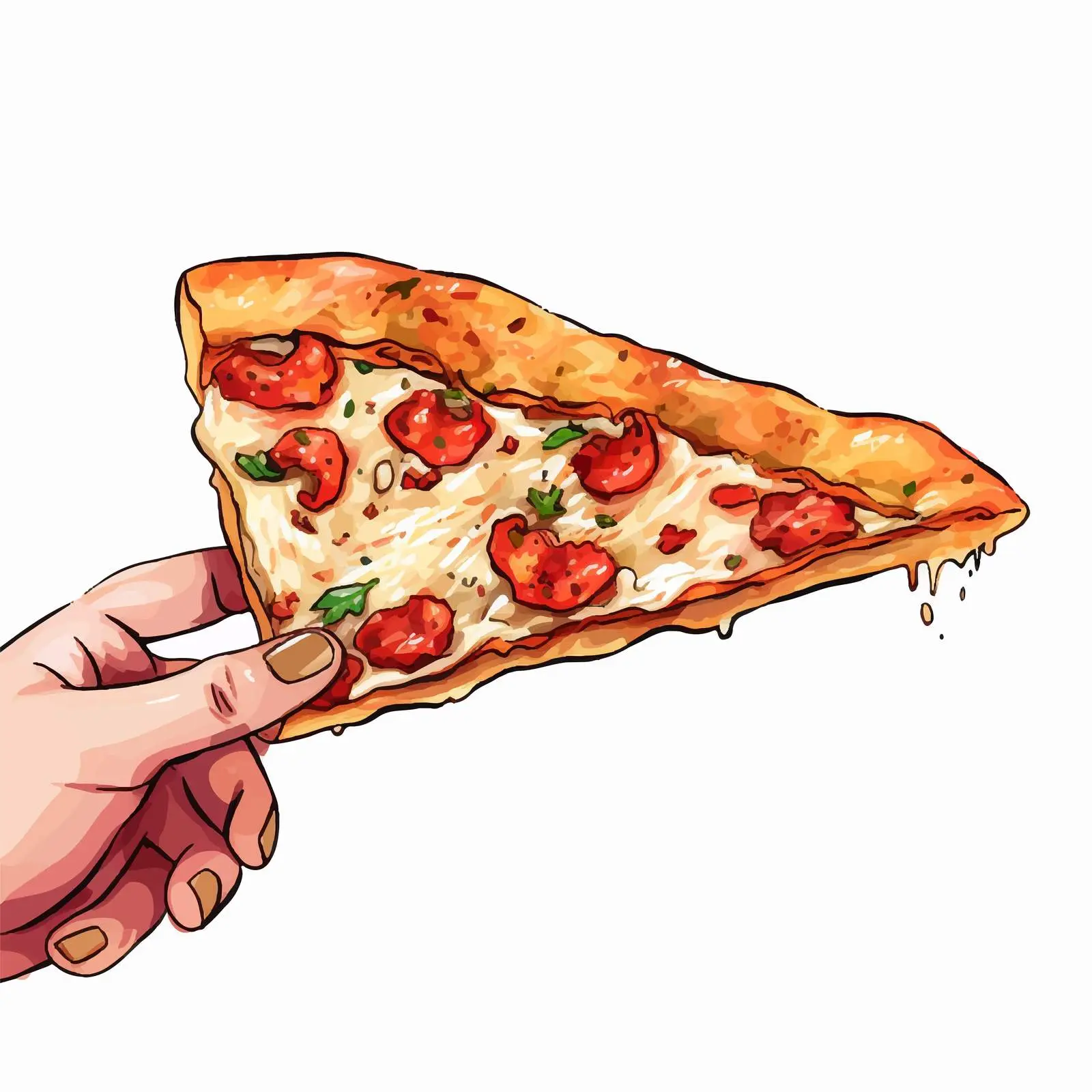 Hand Holding Delicious Sausage Pizza Slice – free icing image from Dotvec