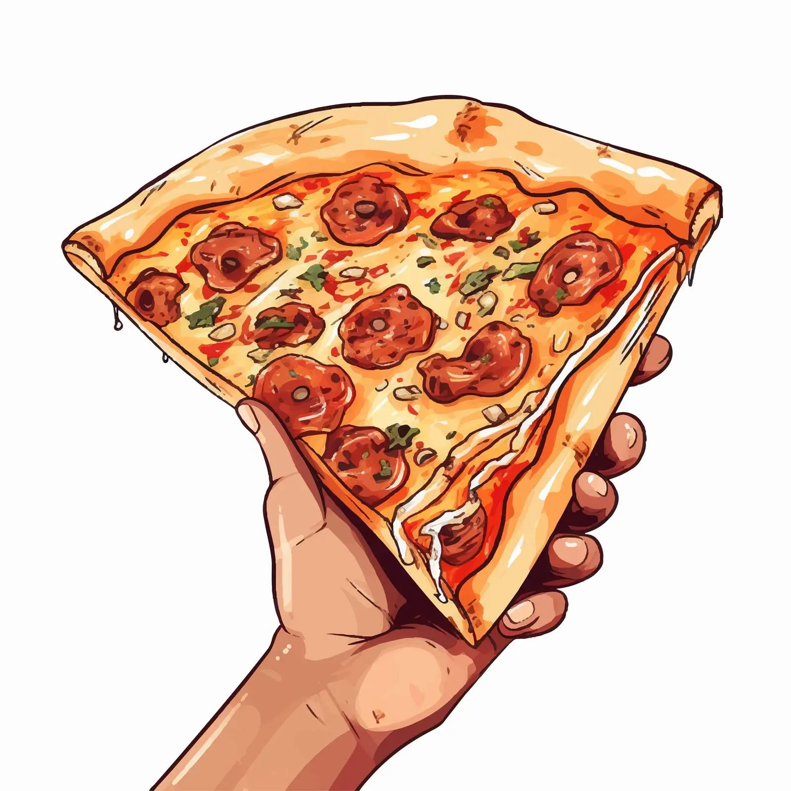 Sausage Pizza in Male Hand Vector — free download from Dotvec