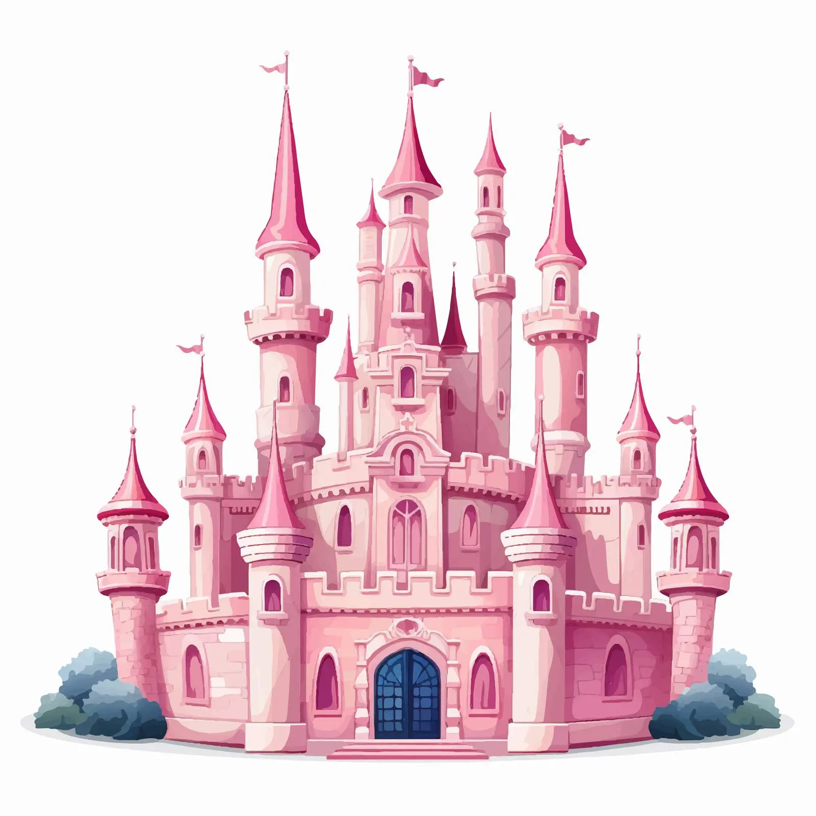 Charming Pink Fairy Tale Castle Illustration — free download from Dotvec