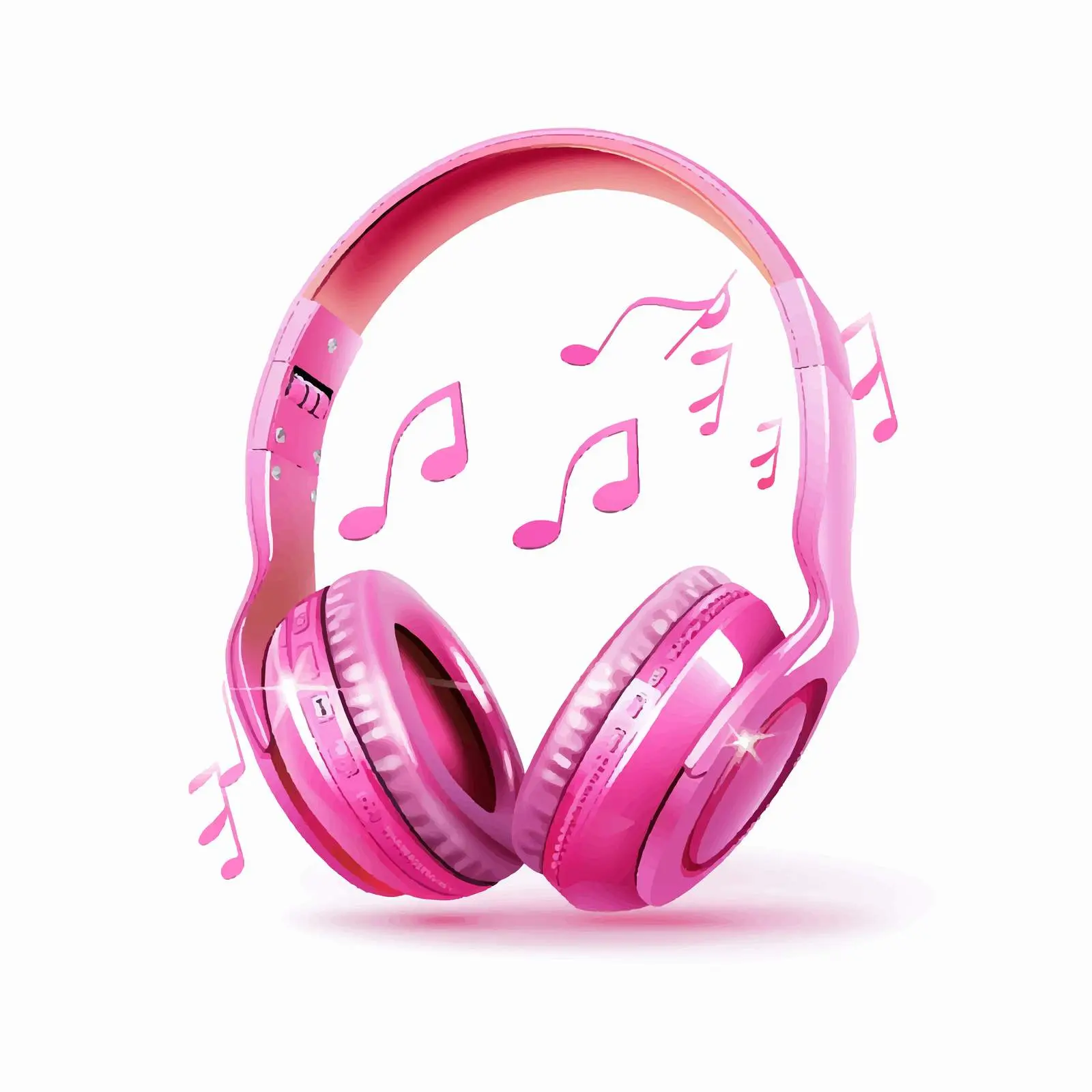 Pink Headphones with Musical Notes Illustration — free download from Dotvec