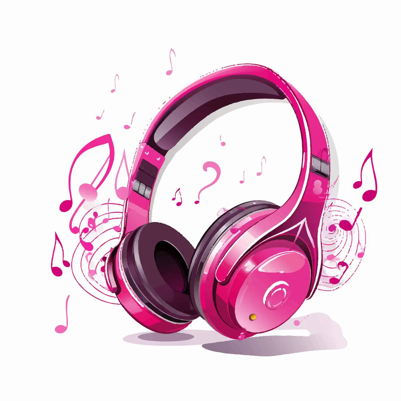 Pink Headphones with Musical Notes Illustration — free download from Dotvec