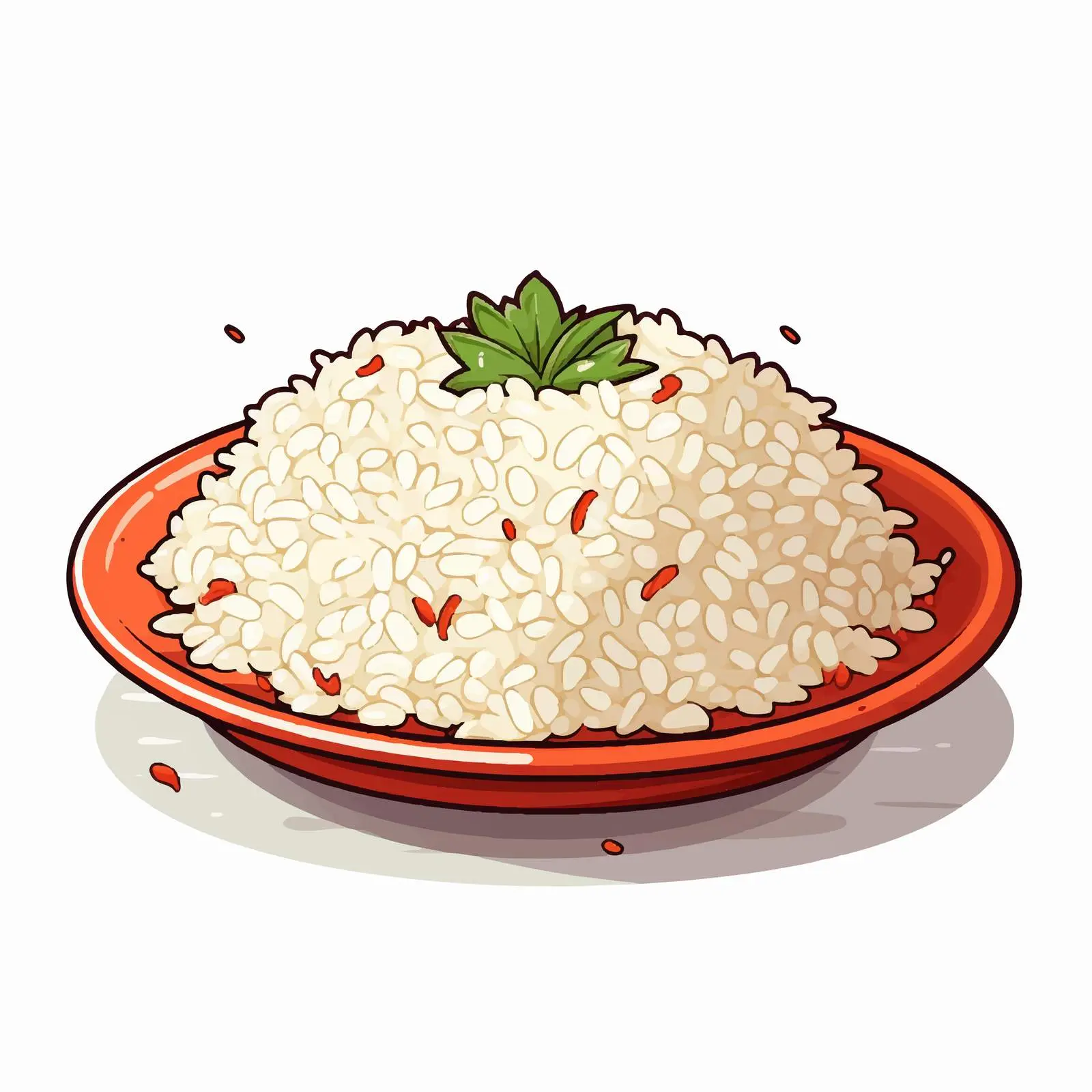 Cartoon Line Vector Illustration of Rice Plate – free asian cuisine image from Dotvec