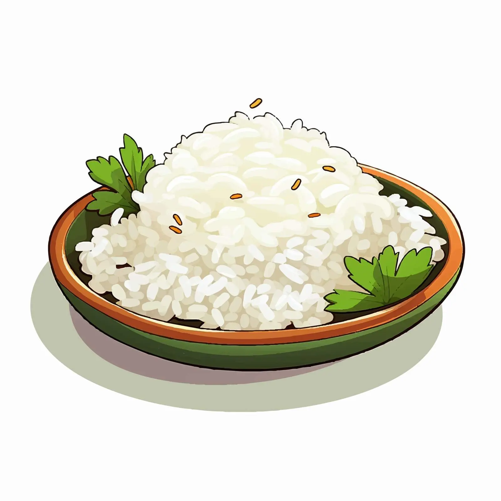 Cartoon Vector Illustration of a Plate of Rice — free download from Dotvec