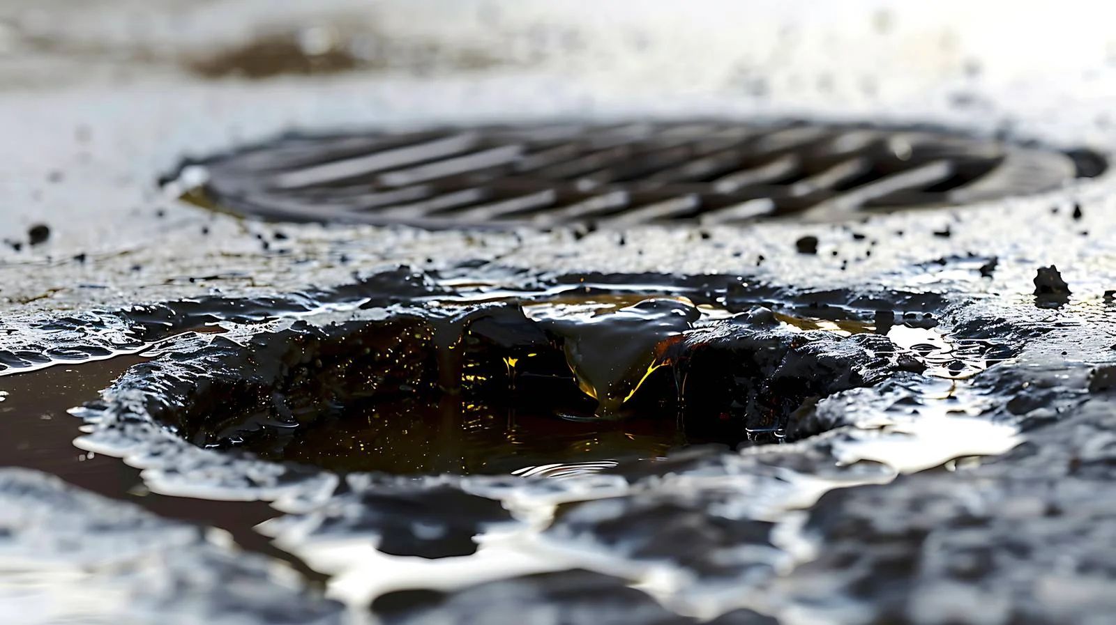 Spilled motor oil and gasoline on asphalt — free download from Dotvec