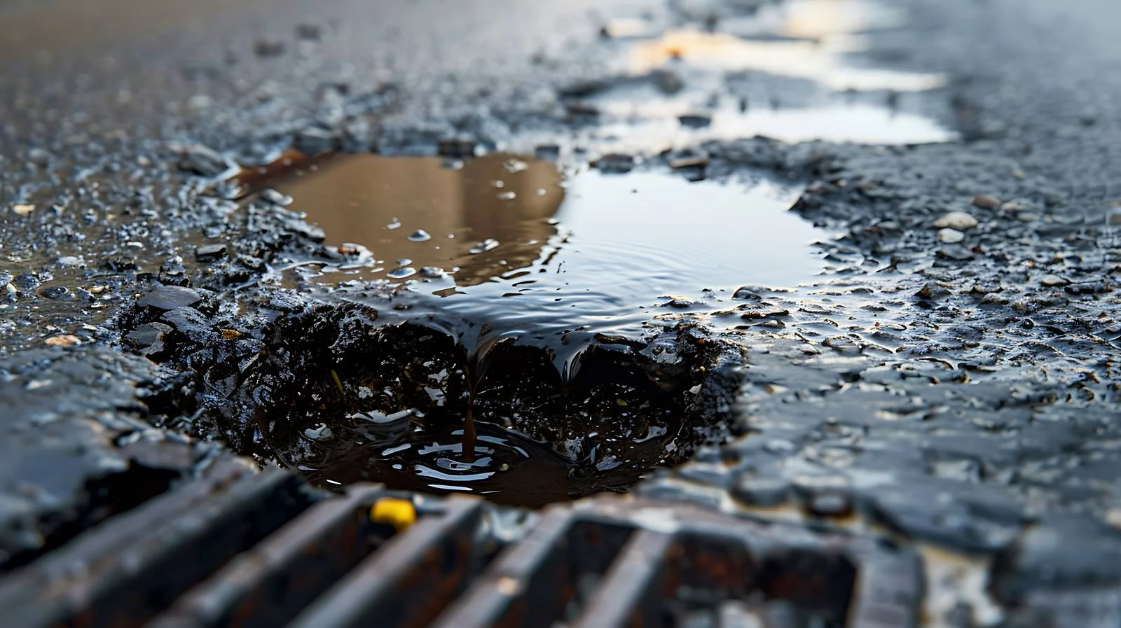 Polluted Asphalt with Oil and Gasoline — free download from Dotvec