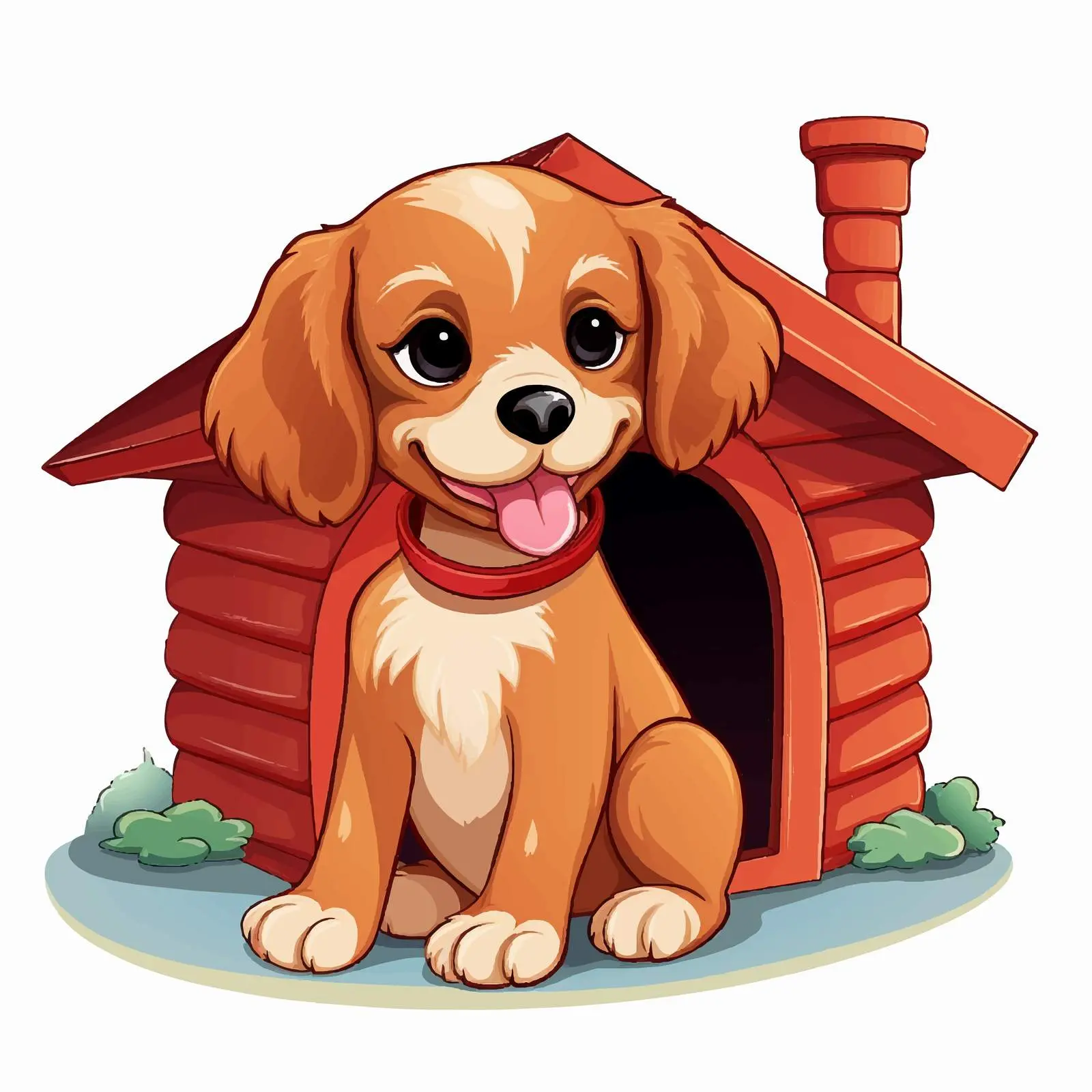 Puppy in Red Pet House Illustration — free download from Dotvec