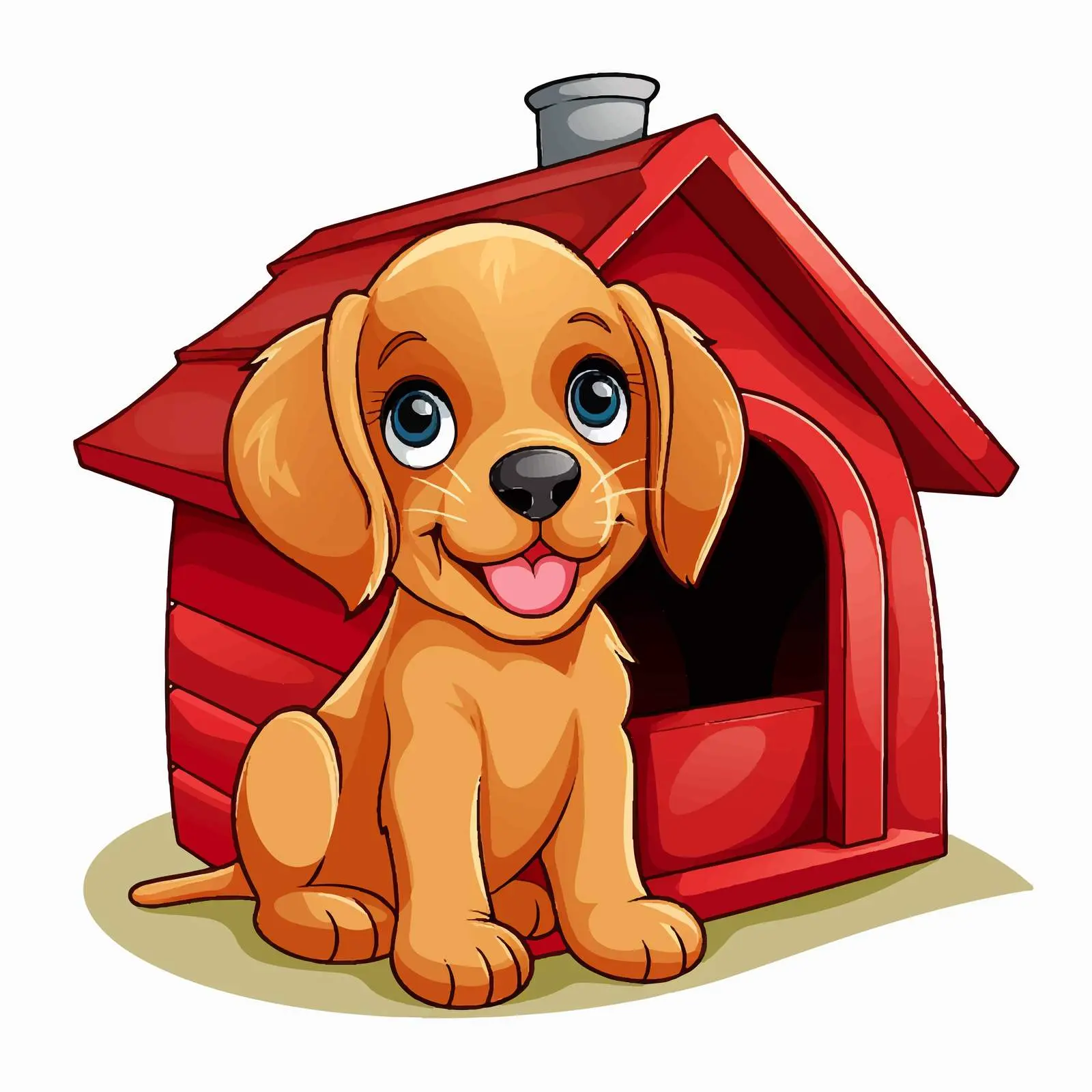 Cute Puppy in Red Pet House Illustration — free download from Dotvec