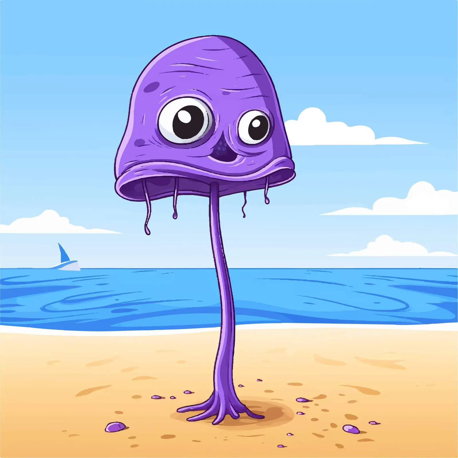 Purple Squid Beach Illustration Vector Cartoon — free download from Dotvec