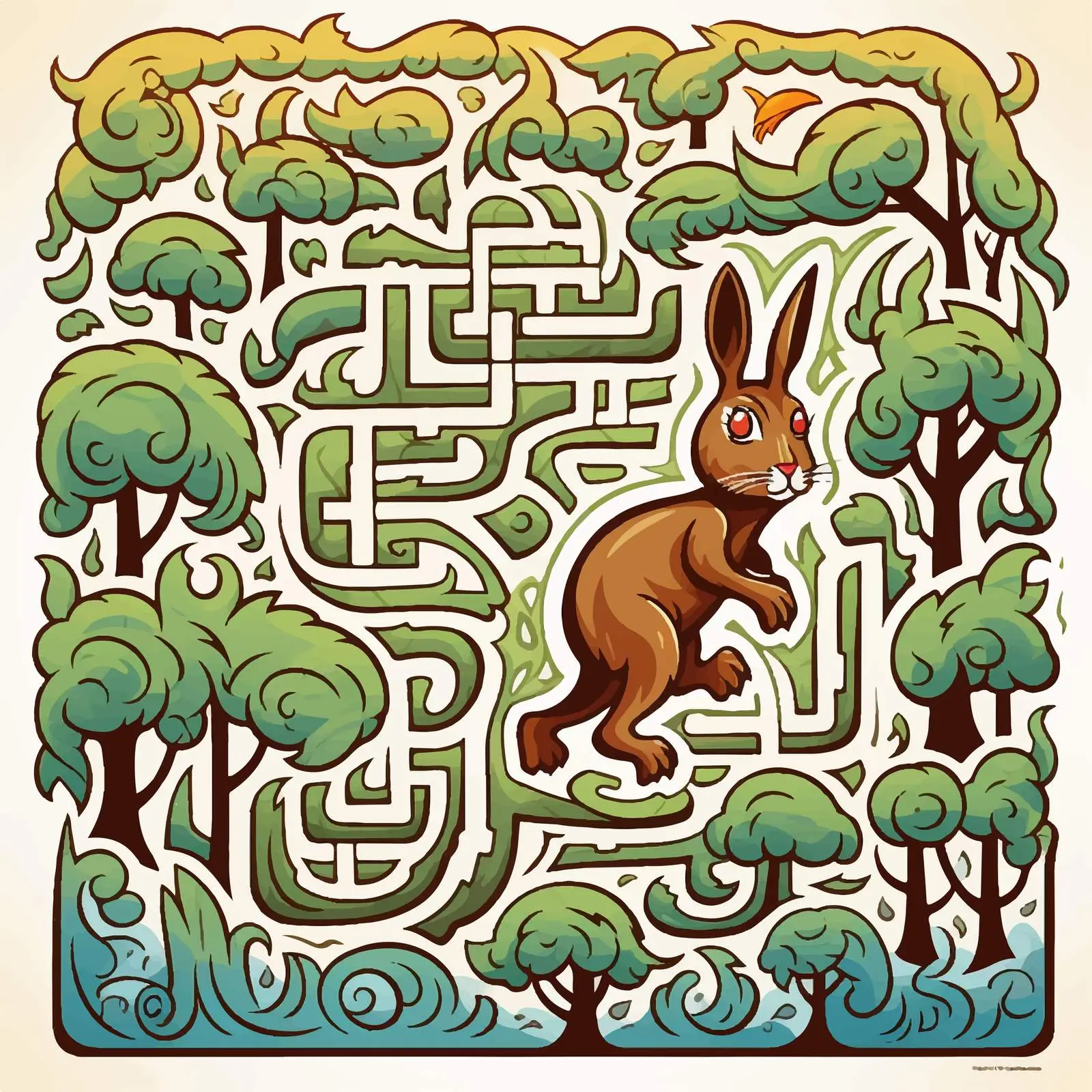 Rabbit Maze Game Vector Illustration — free download from Dotvec