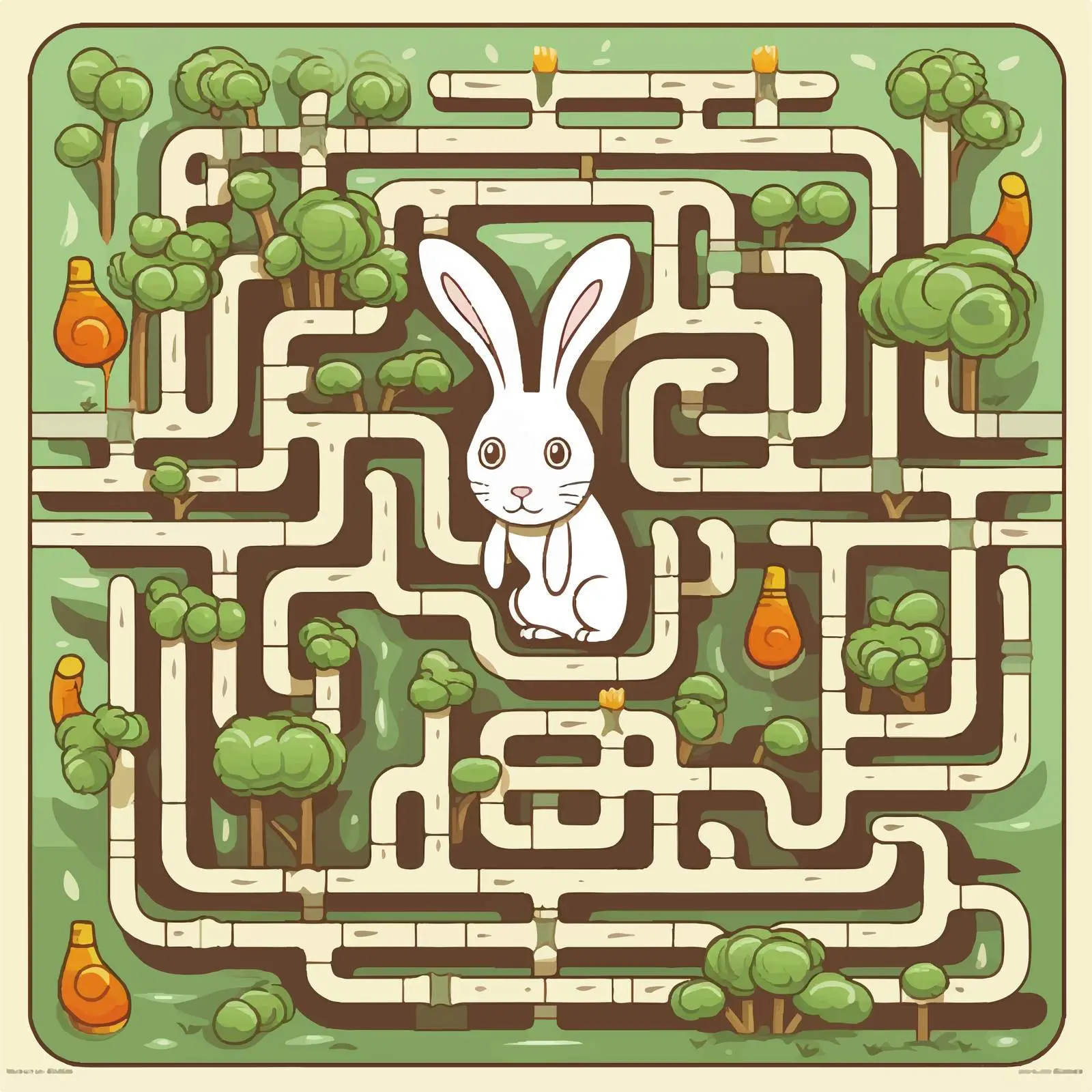 Cute Rabbit Maze Game Vector Illustration — free download from Dotvec