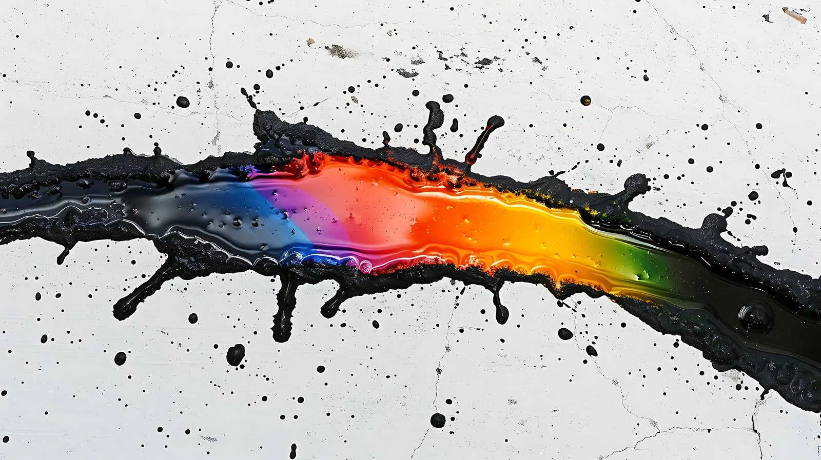 Vibrant Oil Rainbow Spill on Asphalt — free download from Dotvec