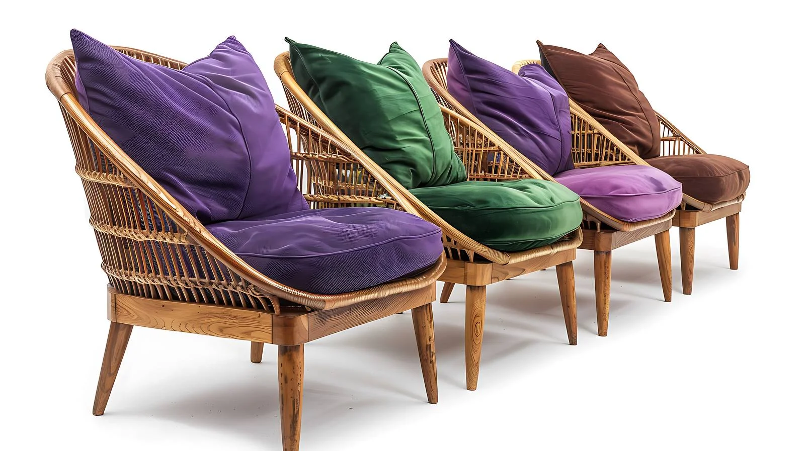 Elegant wooden chairs with purple cushions — free download from Dotvec