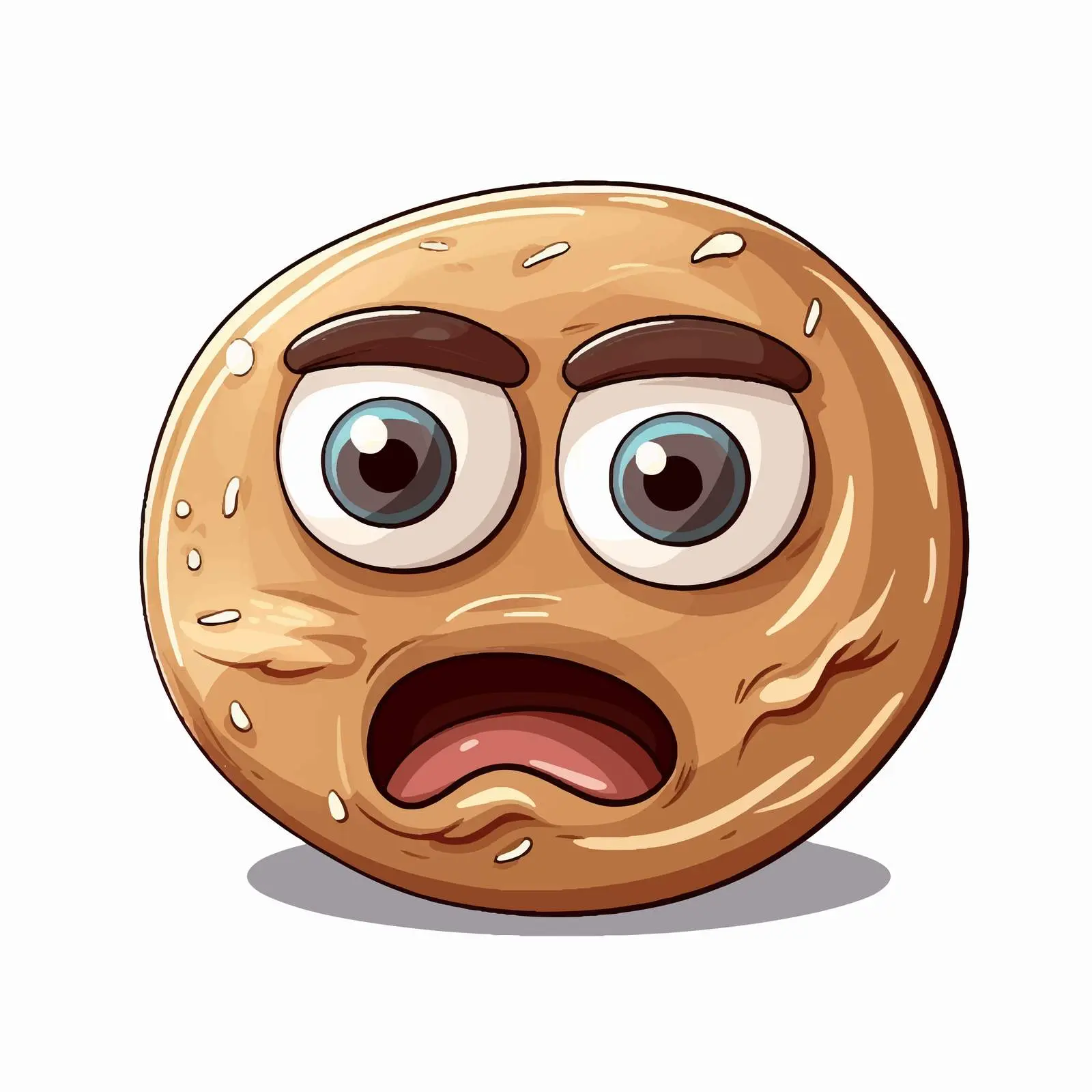 Sad Bagel with Expressive Eyes Illustration – free bagel image from Dotvec