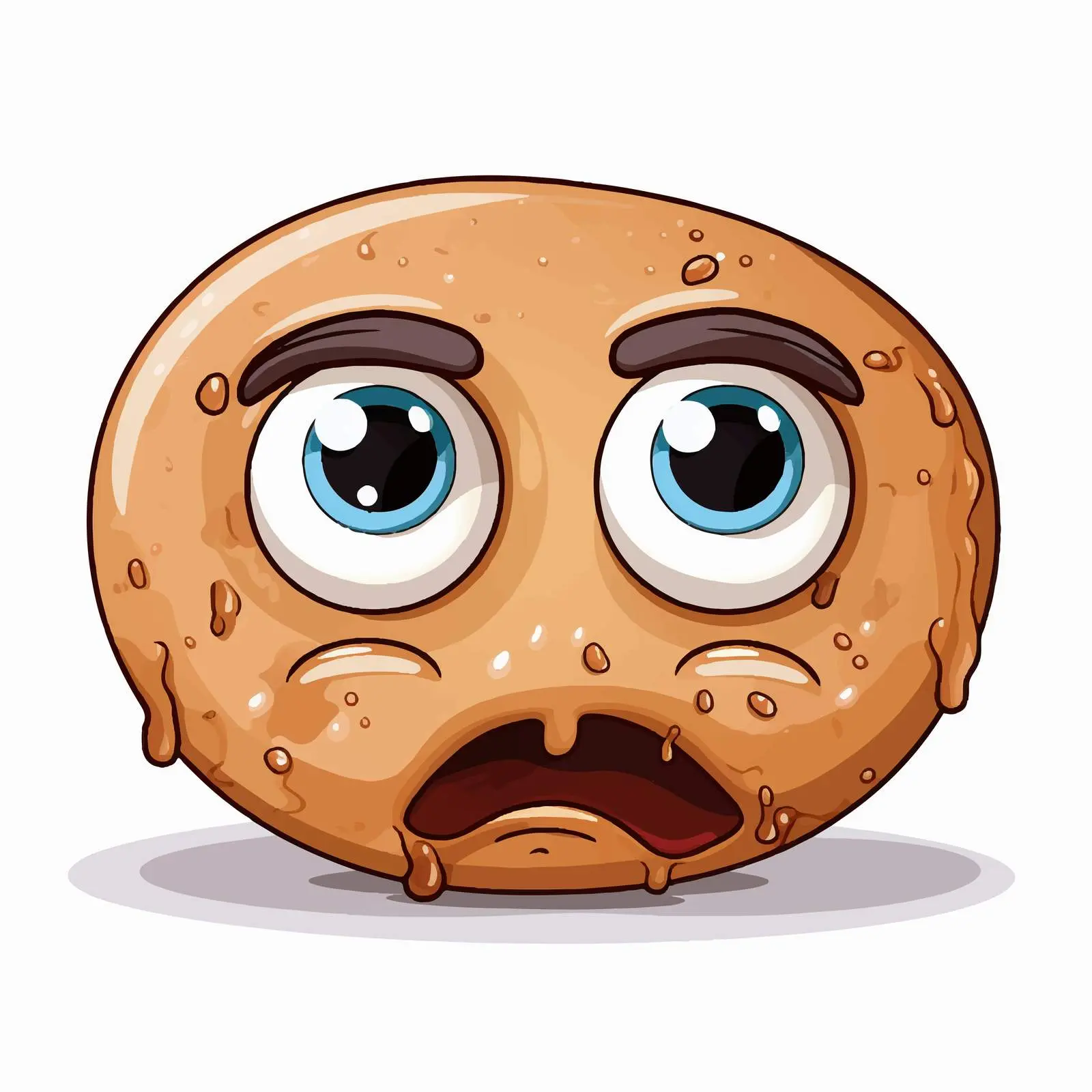 Sad Bagel with Expressive Eyes Vector Illustration – free bagel image from Dotvec