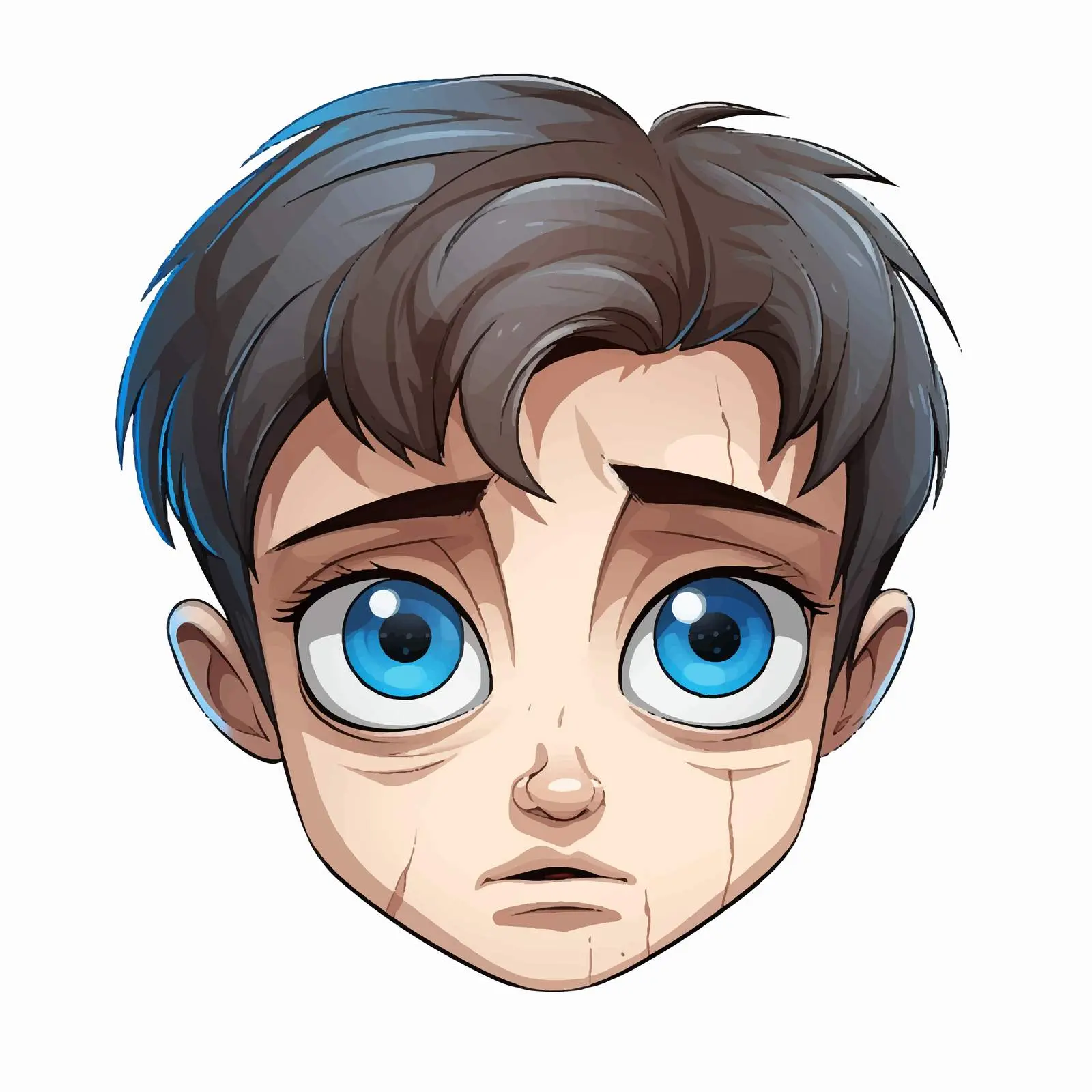 Expressive Blue-Eyed Sad Boy Vector Illustration — free download from Dotvec