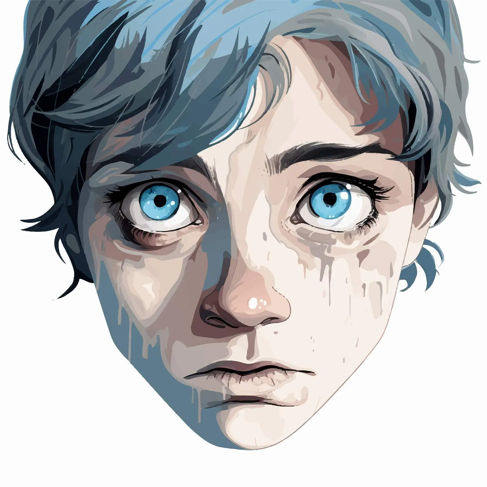 Sad Boy Cartoon Vector with Blue Eyes — free download from Dotvec