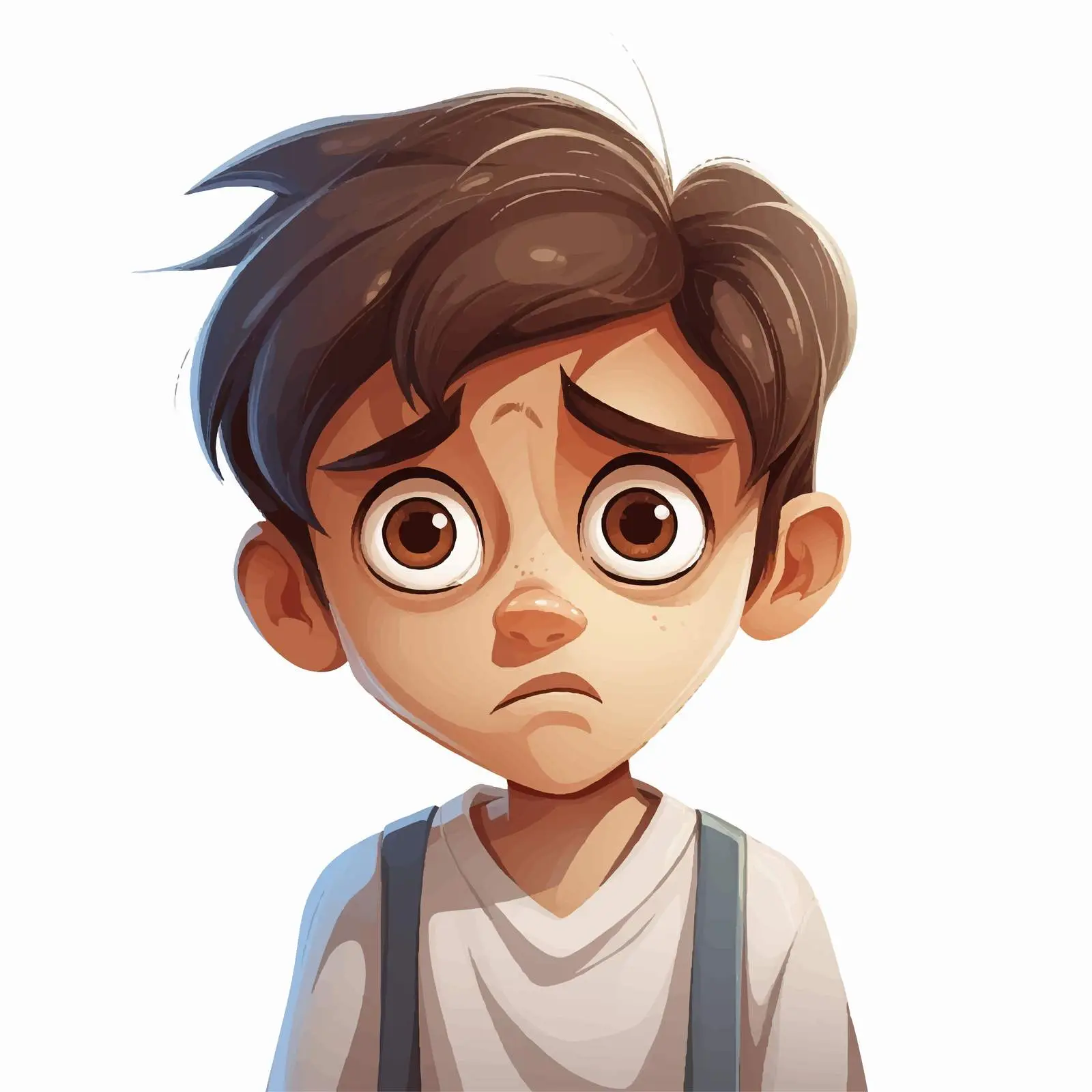 Sad Boy with Expressive Eyes Cartoon Vector — free download from Dotvec