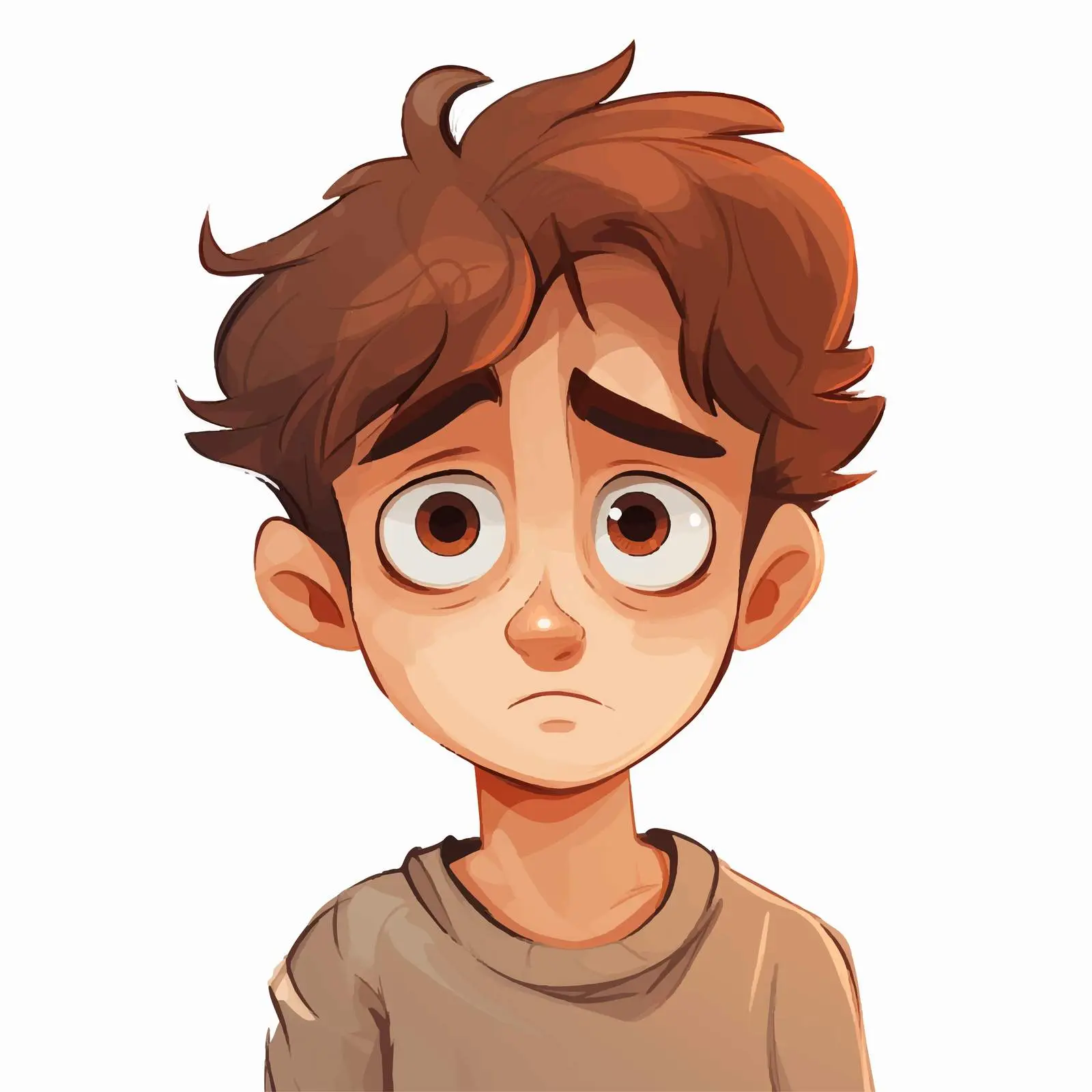 Sad Boy with Expressive Eyes Cartoon Vector — free download from Dotvec