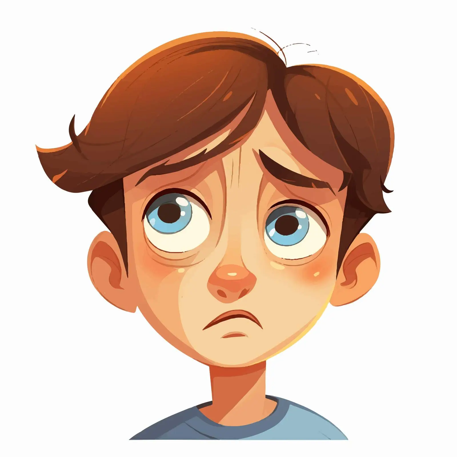 Sad Boy with Expressive Eyes Vector Art — free download from Dotvec