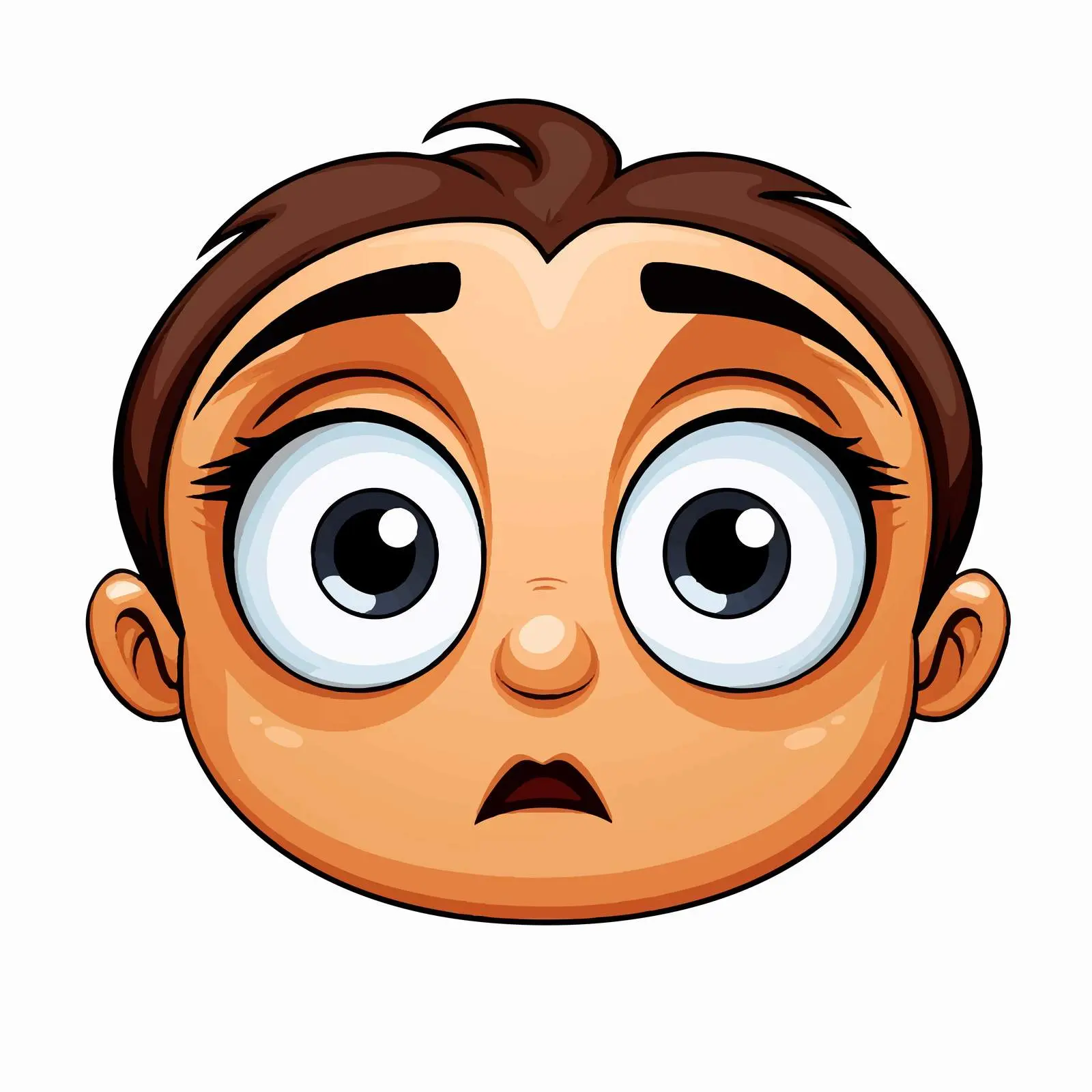 Sad Cartoon Face with Big Eyes Vector Art — free download from Dotvec