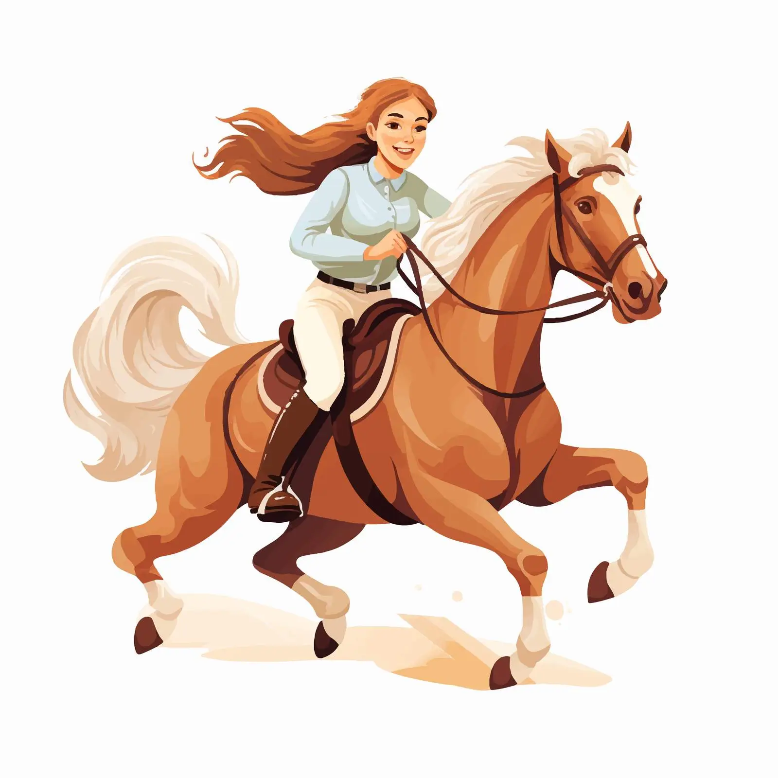 Girl Riding a Horse Vector Illustration — free download from Dotvec