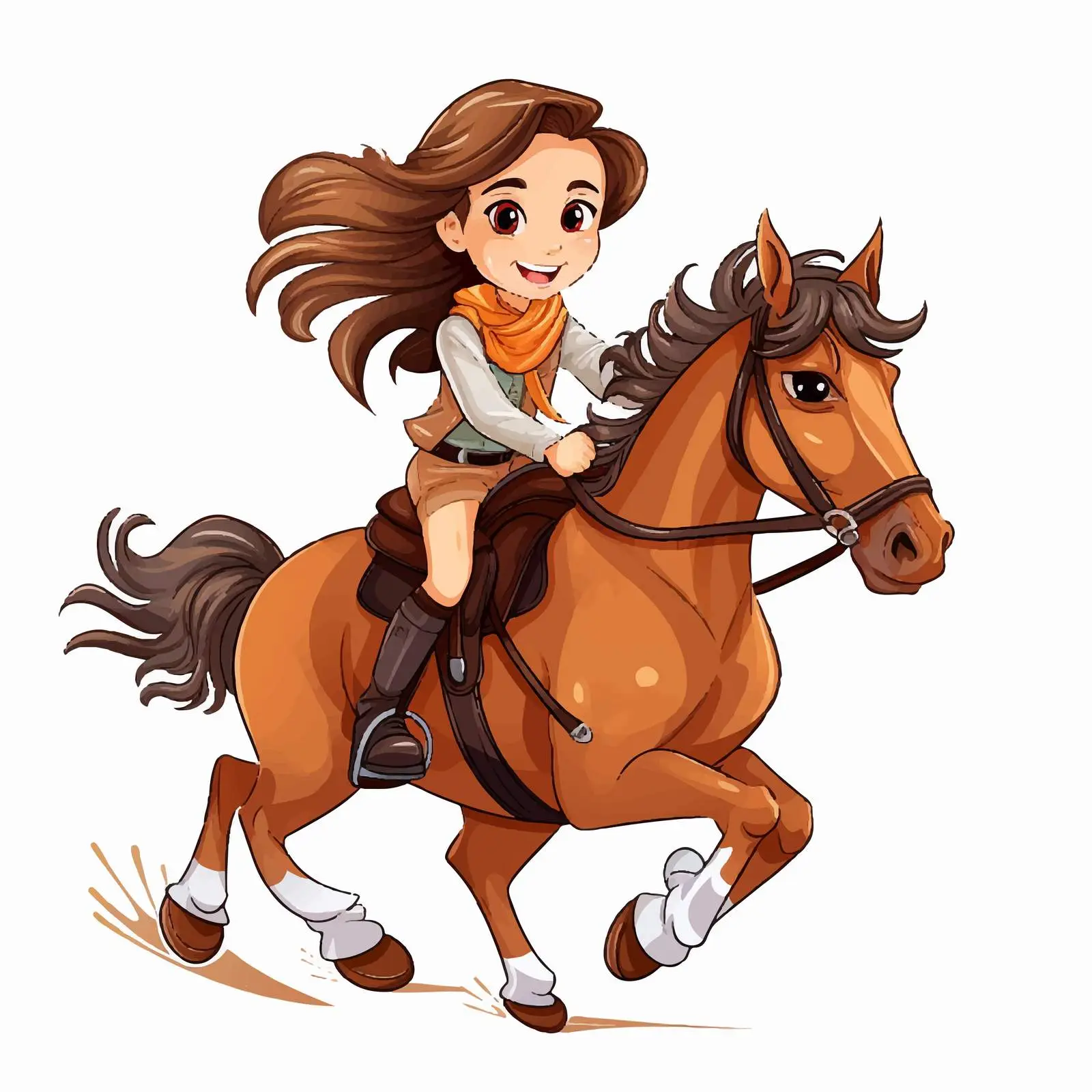 Girl Riding Horse Illustration Vector Art — free download from Dotvec