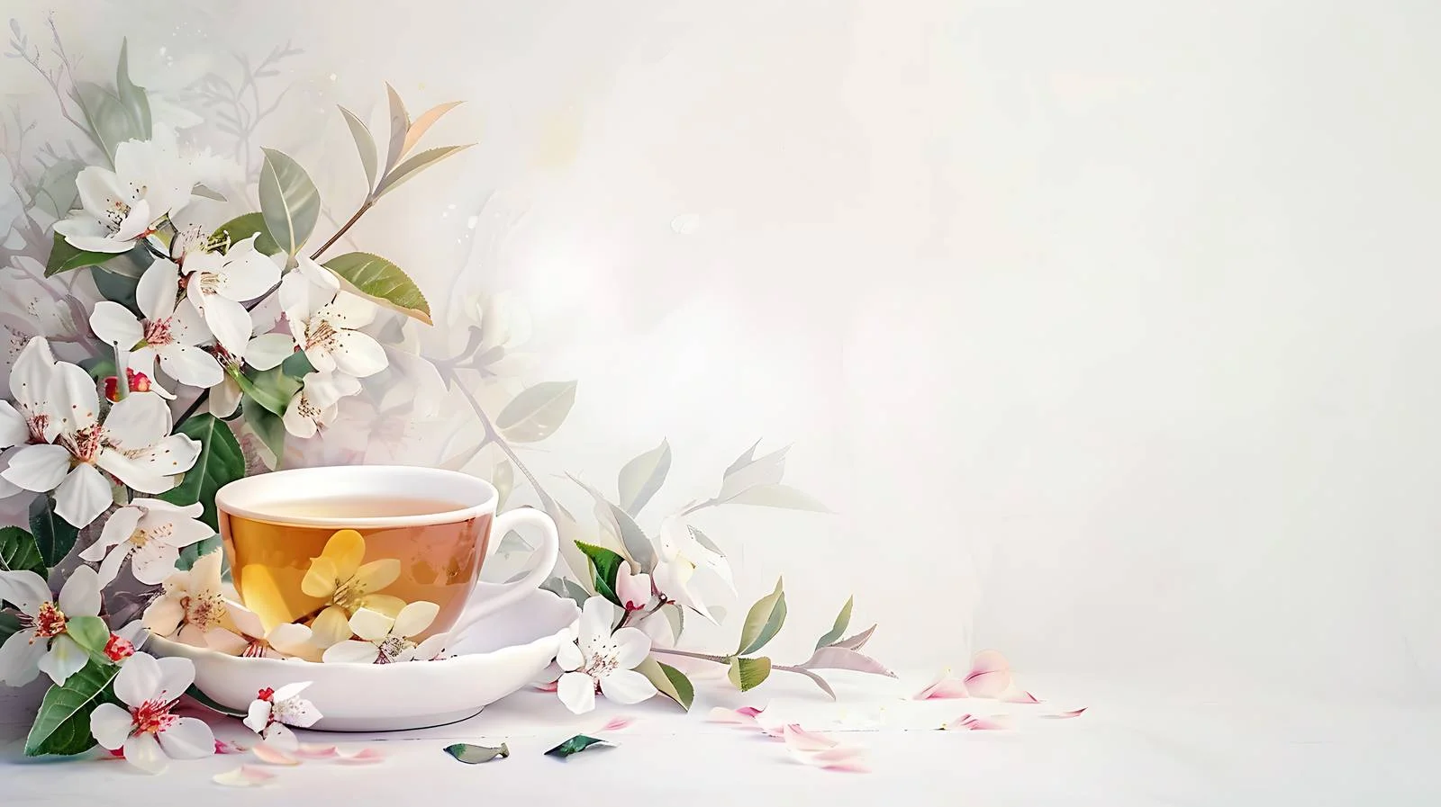 Elegant Jasmine Cup on Serene Canvas — free download from Dotvec