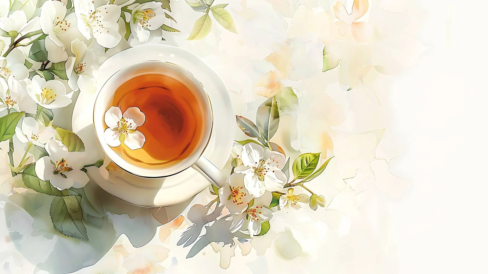 Tranquil painting of jasmine-infused tea — free download from Dotvec