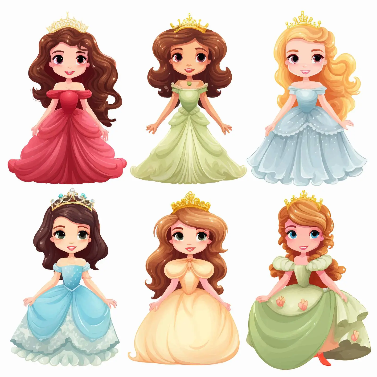 Cute Cartoon Princess Girl Characters Collection – free cosplay image from Dotvec