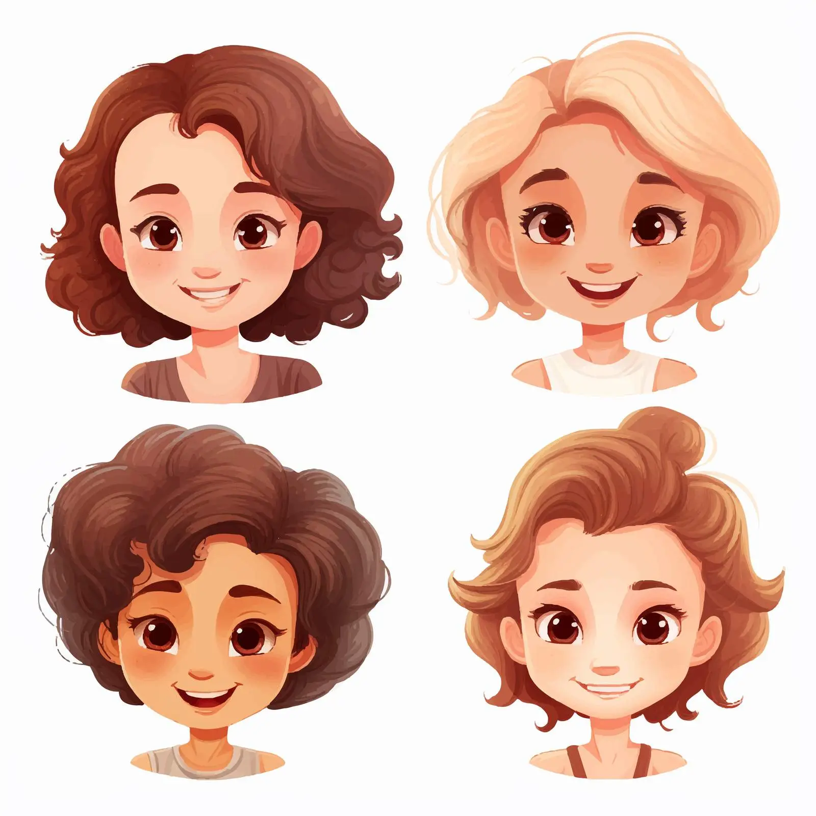 Cute Vector Illustrations of Four Girls — free download from Dotvec