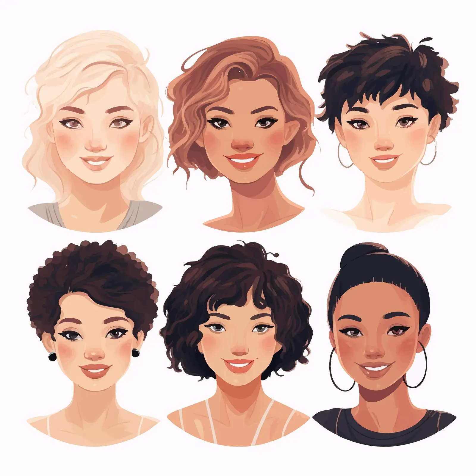 Cute Vector Illustrations of Four Girls — free download from Dotvec