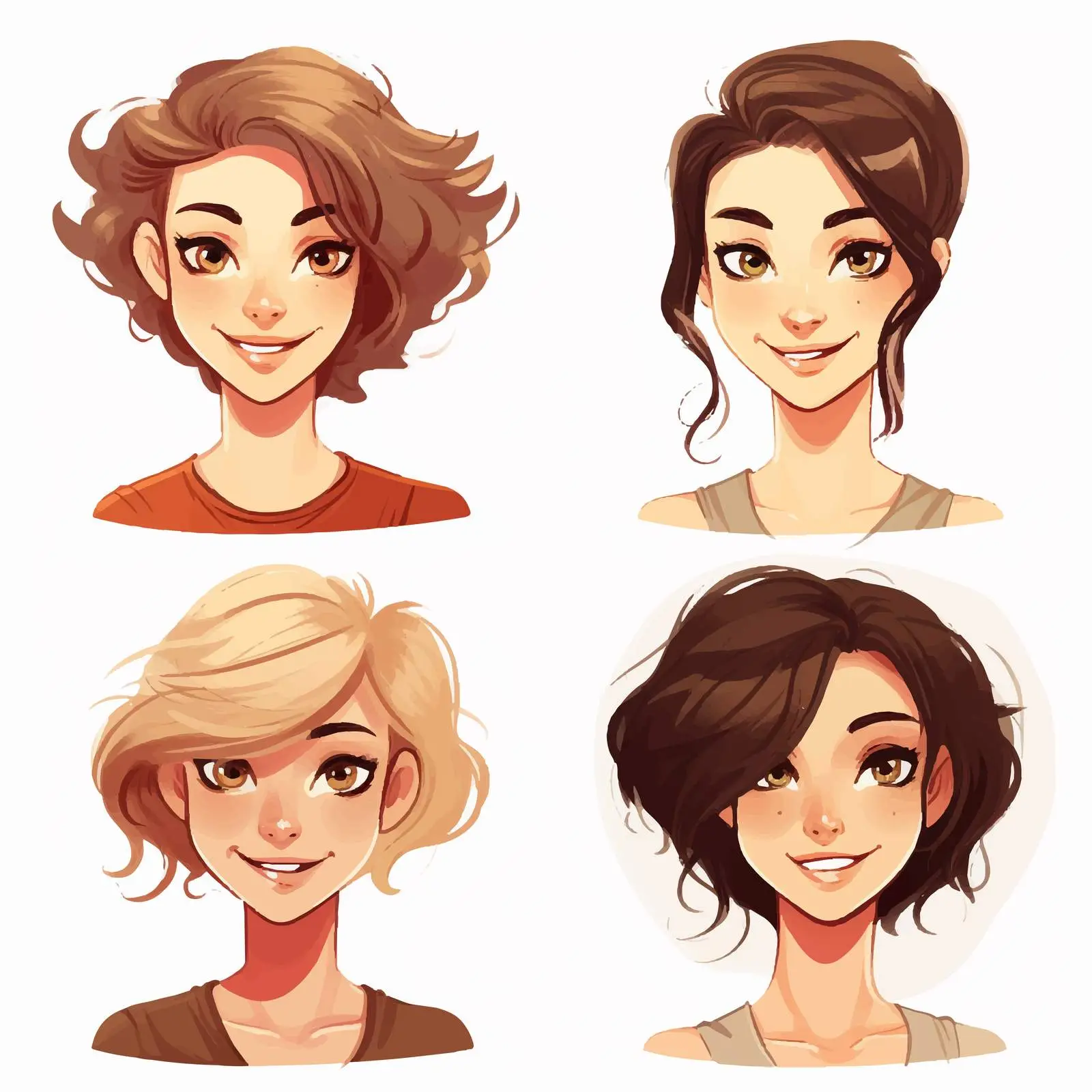 Cute Vector Illustrations of Four Girls — free download from Dotvec