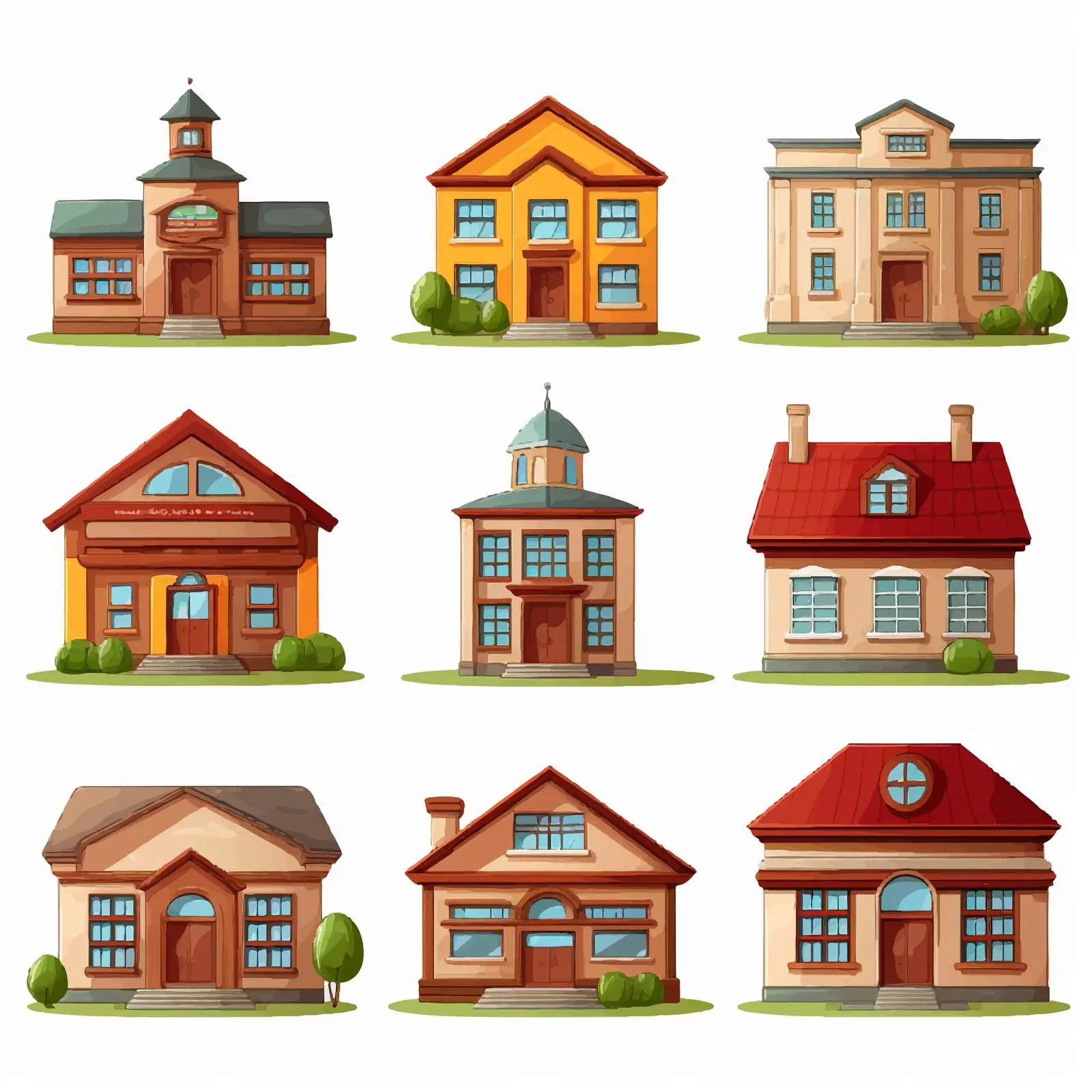 Variety of School Building Illustrations — free download from Dotvec