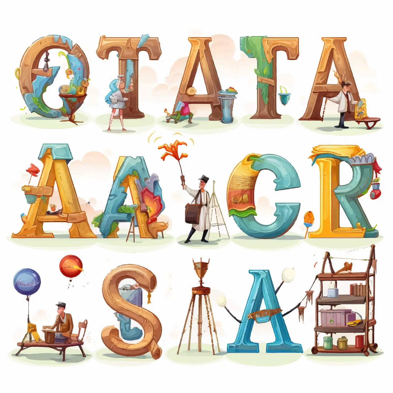 English Alphabet Game Show Style Illustration — free download from Dotvec