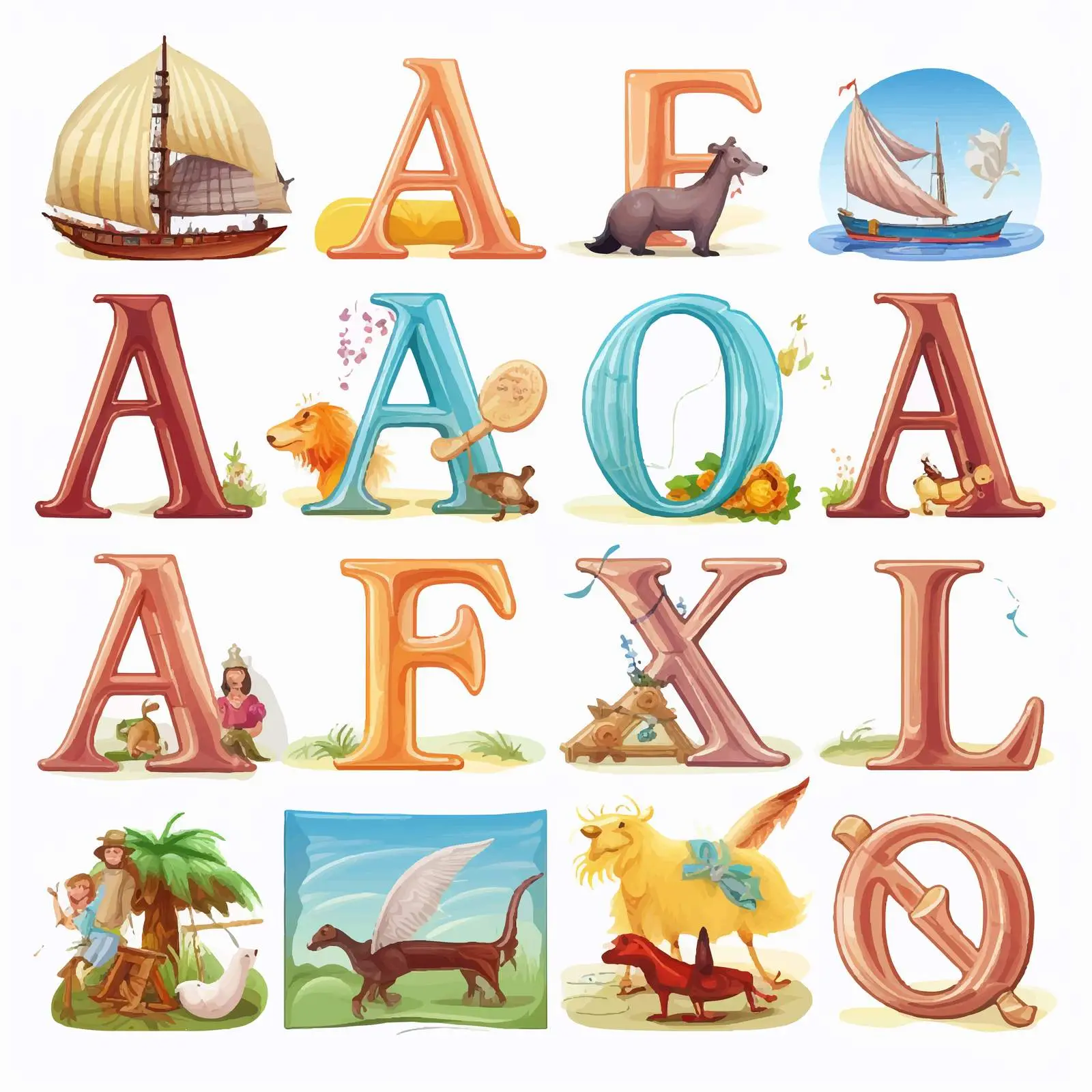 English Alphabet Game Show Style Illustration — free download from Dotvec