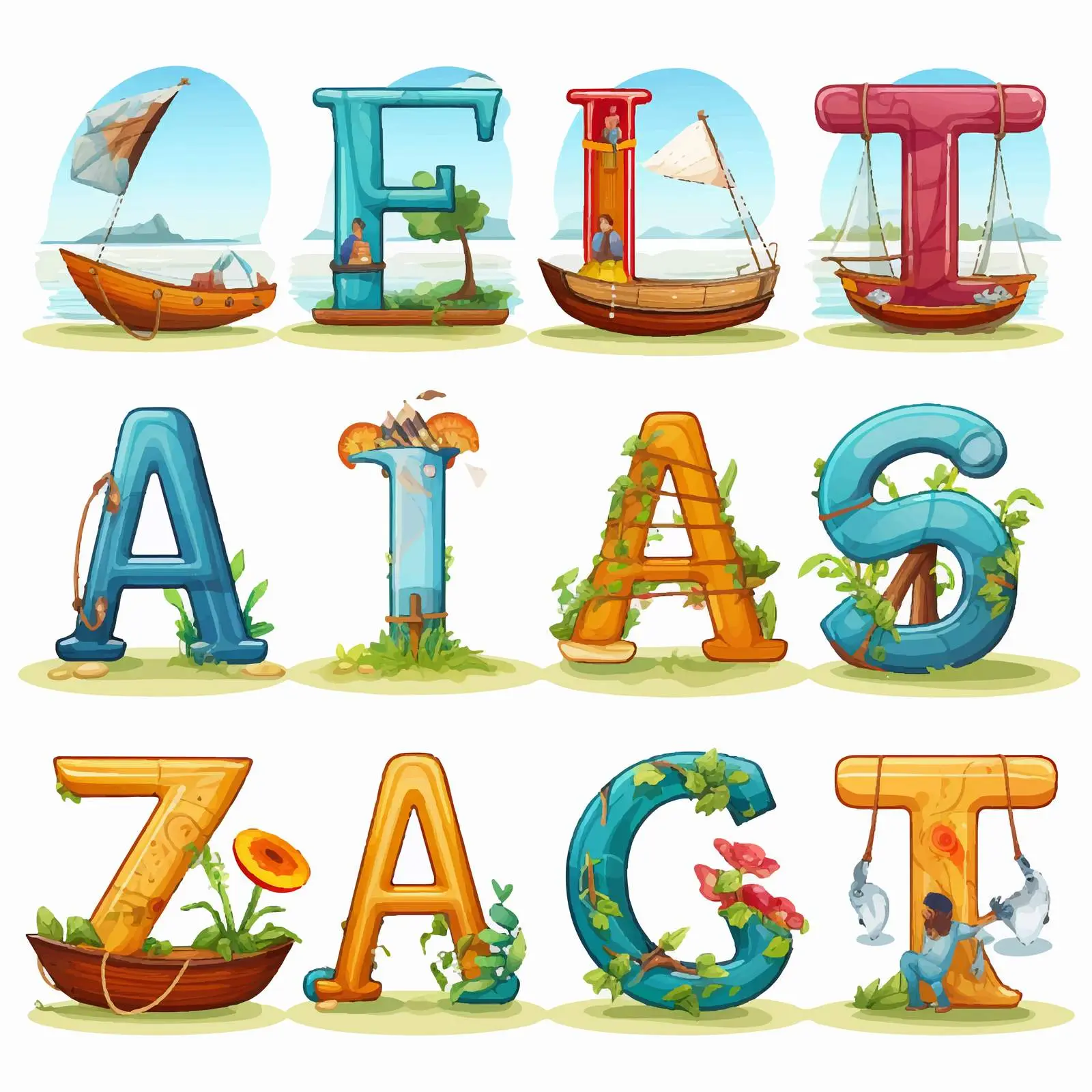 English Alphabet Game Show Style Illustration — free download from Dotvec