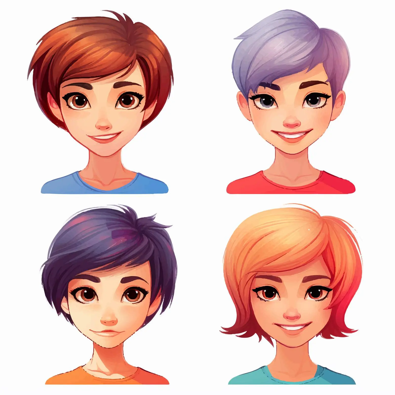 Beautiful Girls with Short Hair Vectors Collection — free download from Dotvec