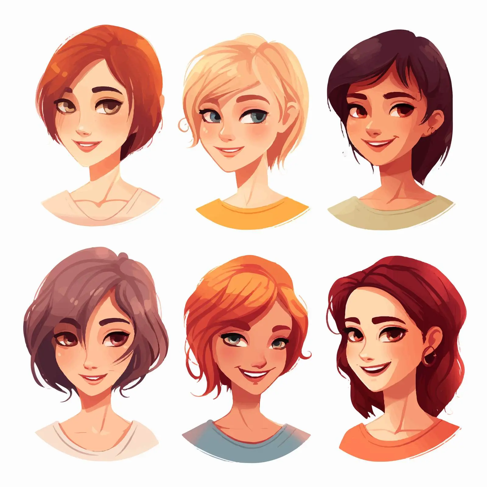 Four Stylish Girls with Short Hair Vectors — free download from Dotvec
