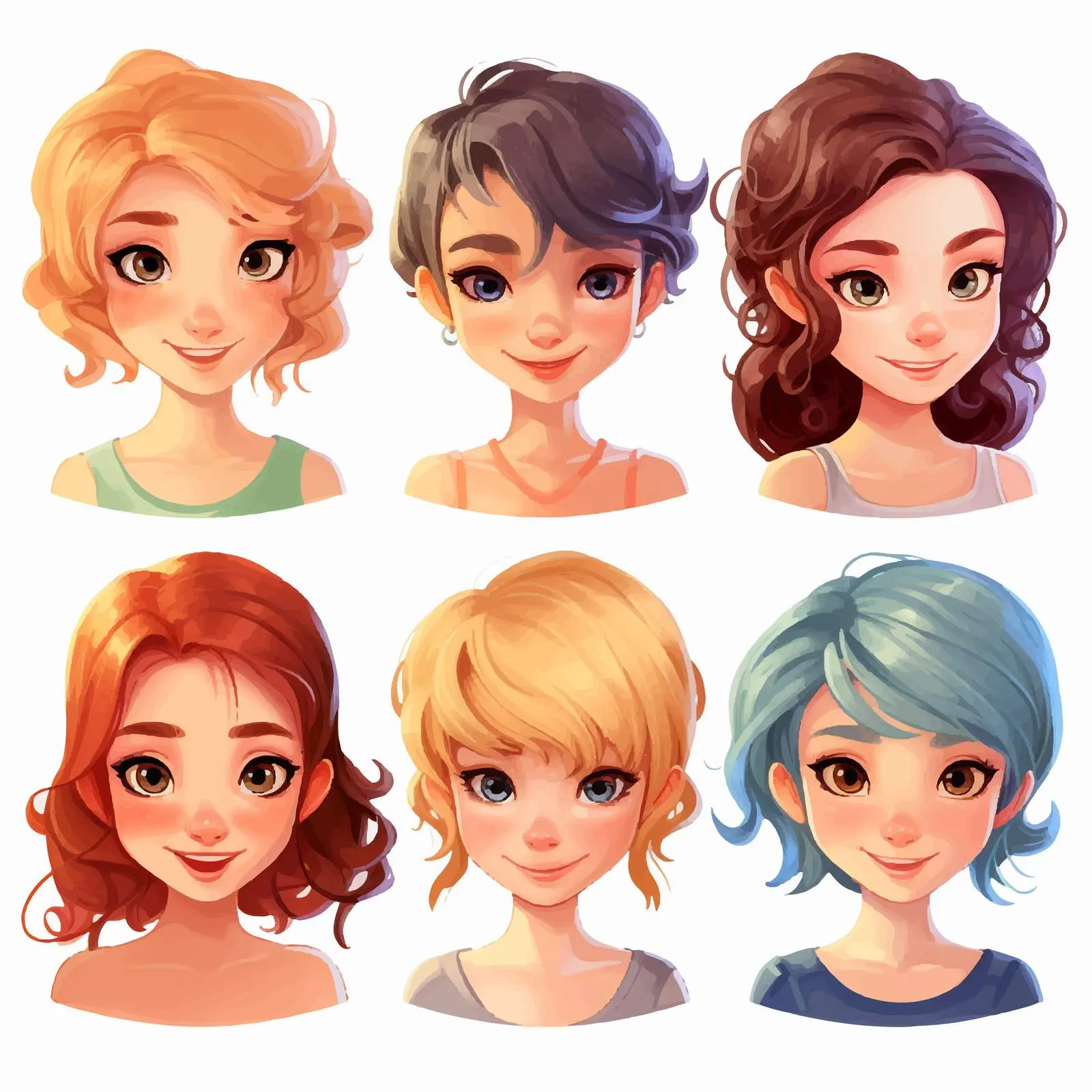 Four Stylish Girls with Short Hair Vectors — free download from Dotvec